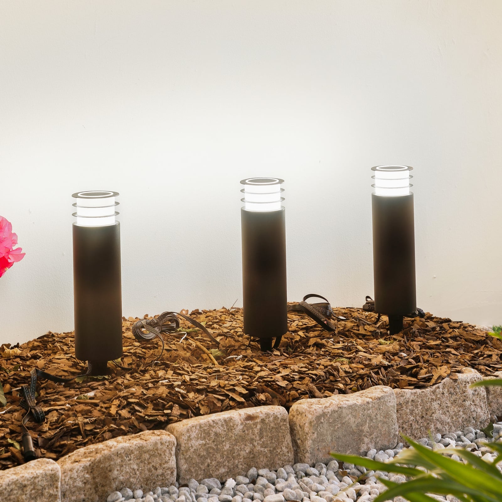LED stolpelampe Kaelo 3-pk dimbar CCT RGB IP44 forfra