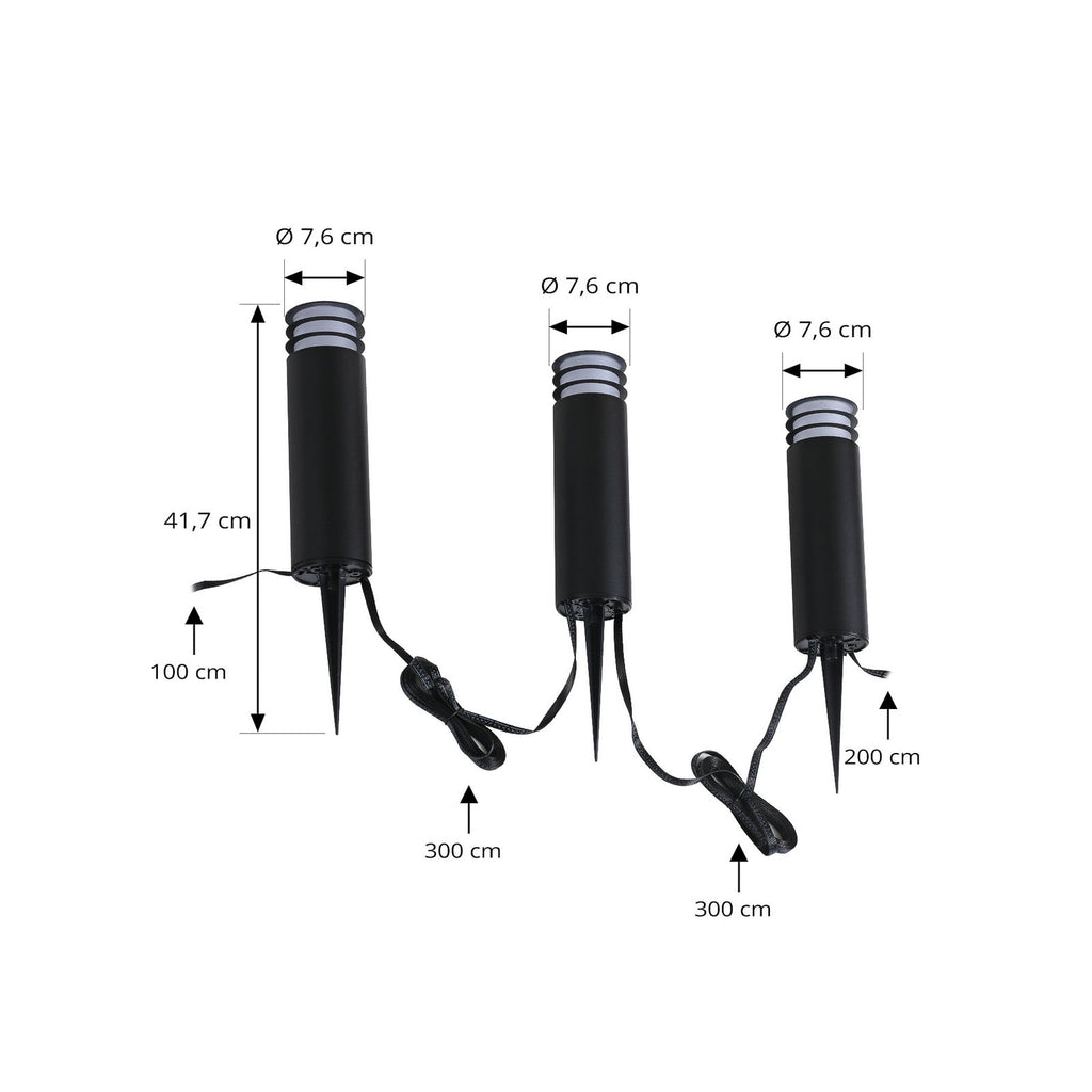 LED stolpelampe Kaelo 3-pk dimbar CCT RGB IP44 med jordspyd