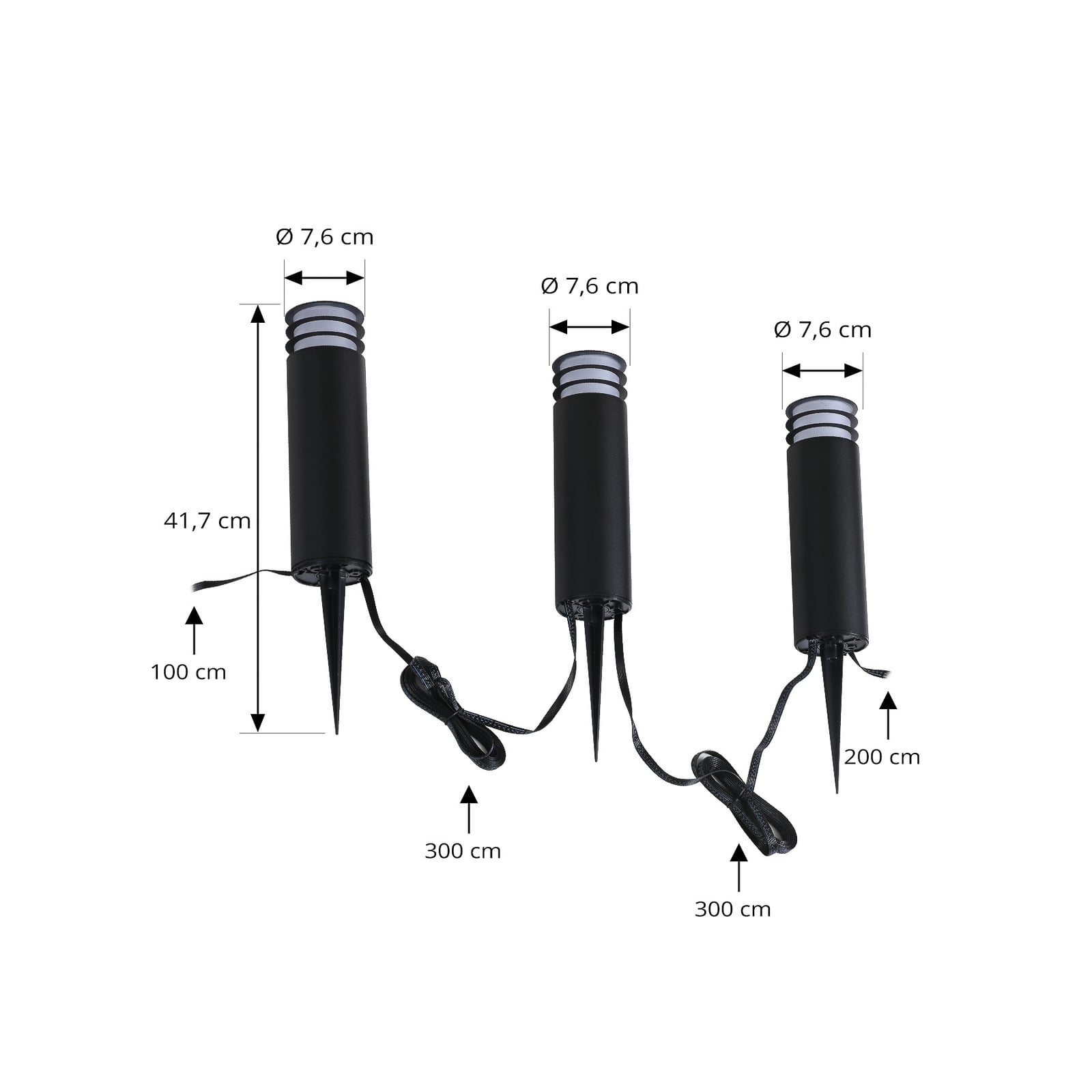 LED stolpelampe Kaelo 3-pk dimbar CCT RGB IP44 med jordspyd