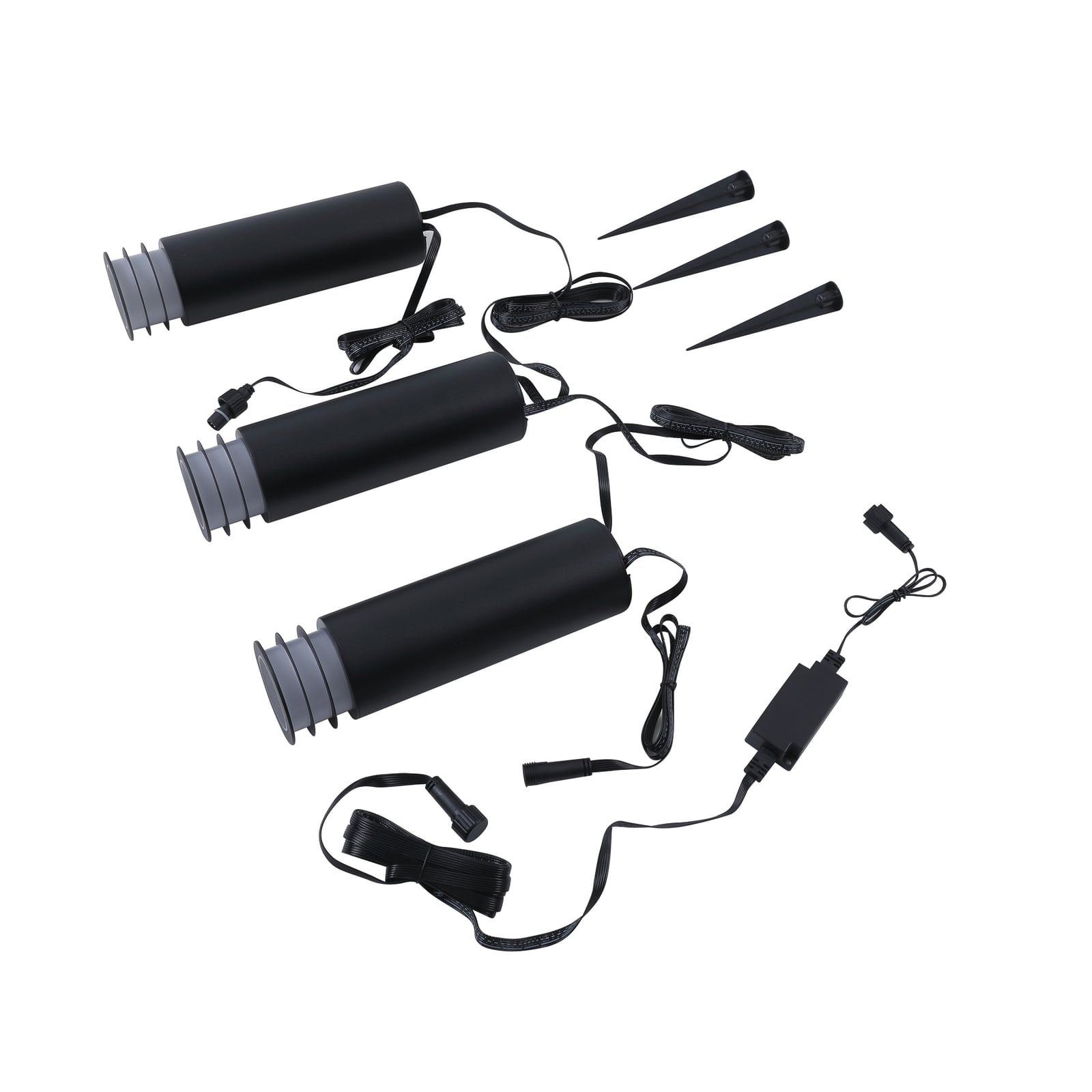 LED stolpelampe Kaelo 3-pk dimbar CCT RGB IP44 pakke med tre lamper