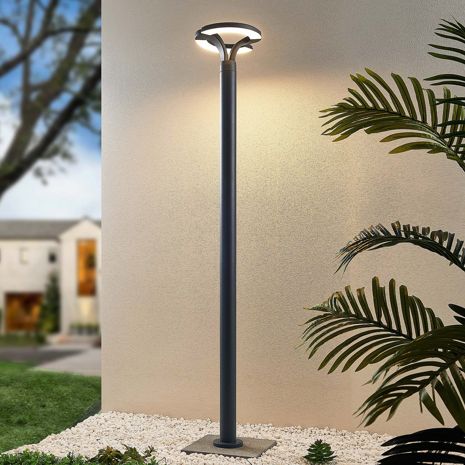 LED stolpelampe Keily sirkel antrasitt 160 cm IP54 forfra