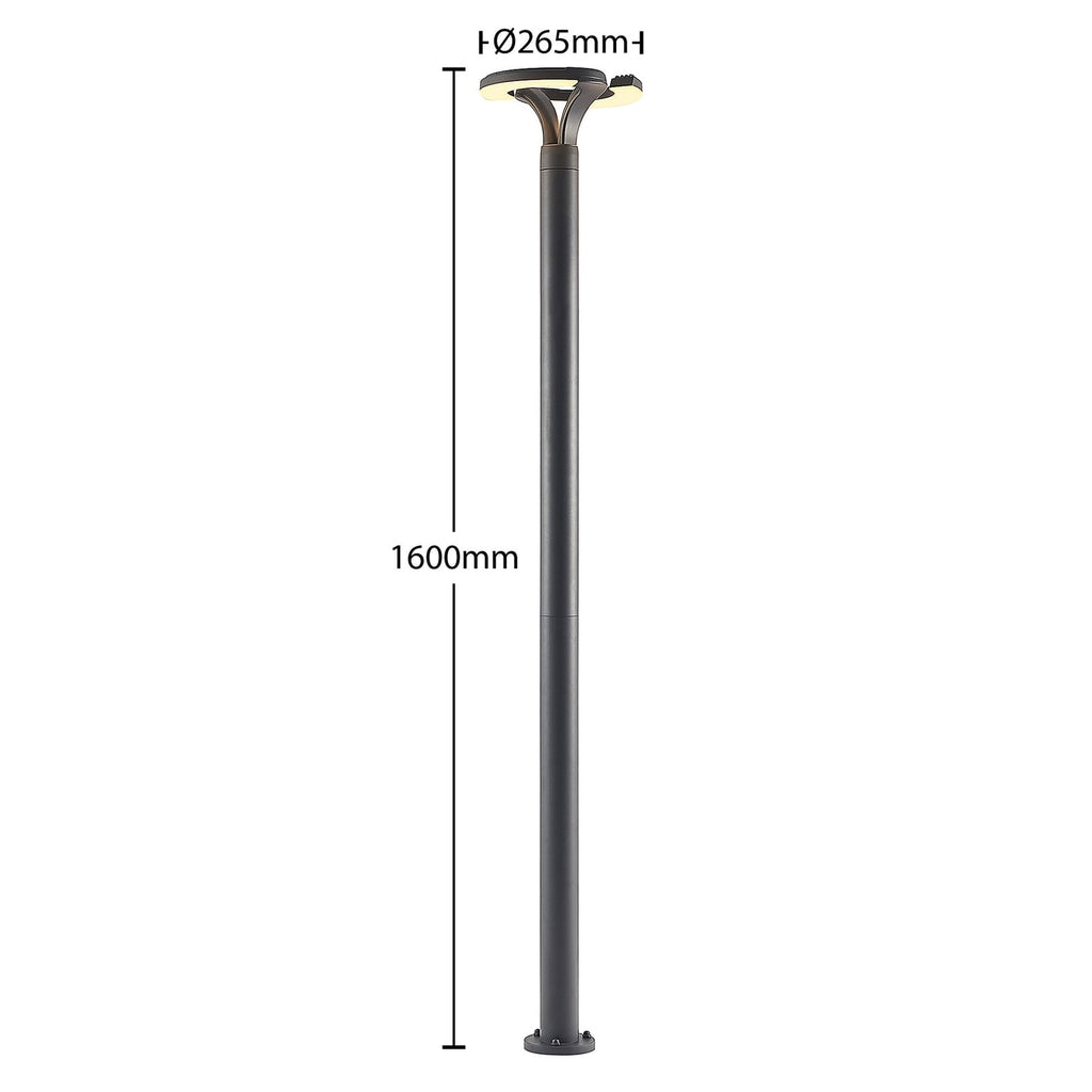 Nærbilde av LED stolpelampe Keily sirkel antrasitt 160 cm IP54