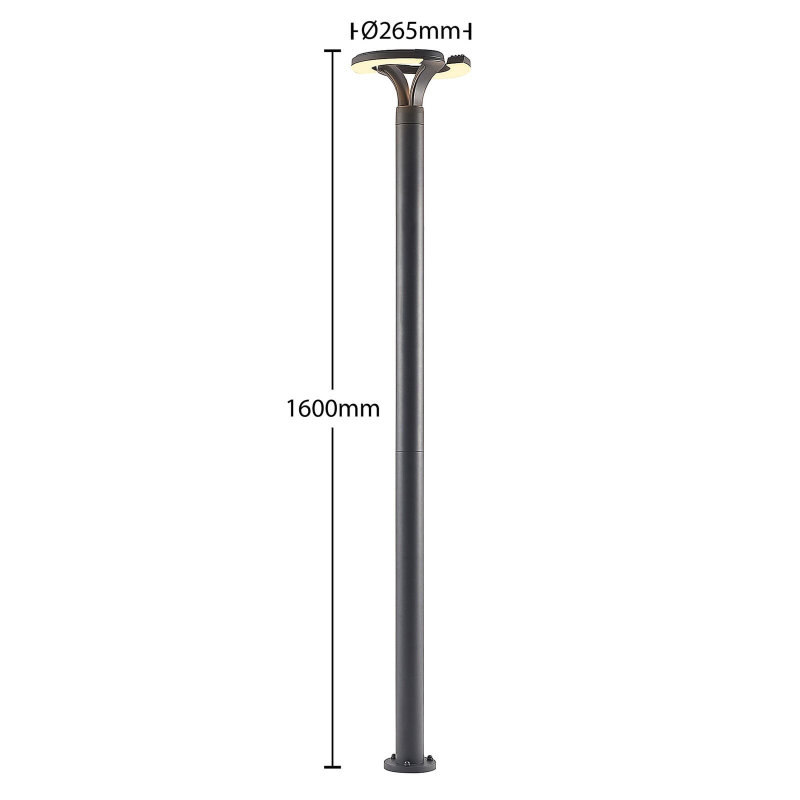 Nærbilde av LED stolpelampe Keily sirkel antrasitt 160 cm IP54