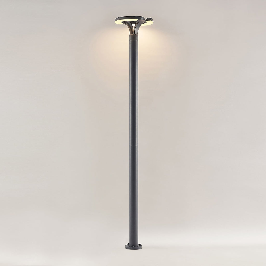 Montert LED stolpelampe Keily sirkel antrasitt 160 cm IP54 i hage