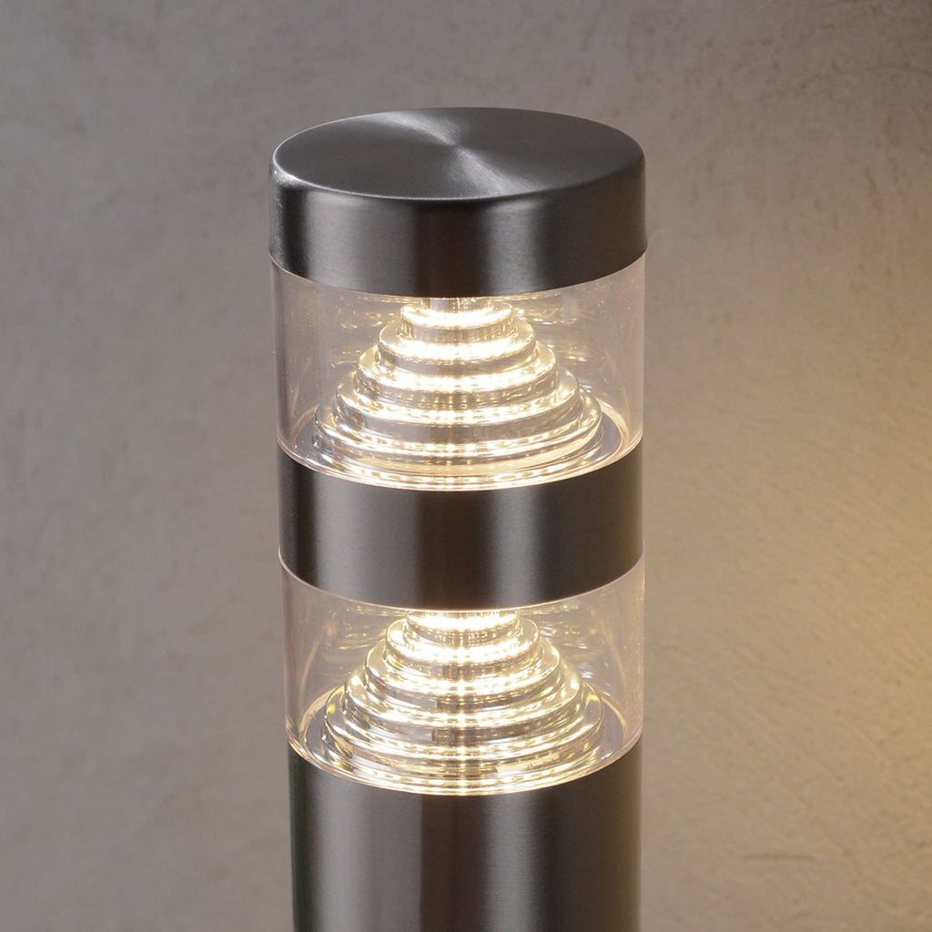LED stolpelampe Lanea rustfritt stål 40 cm nærbilde av lampe