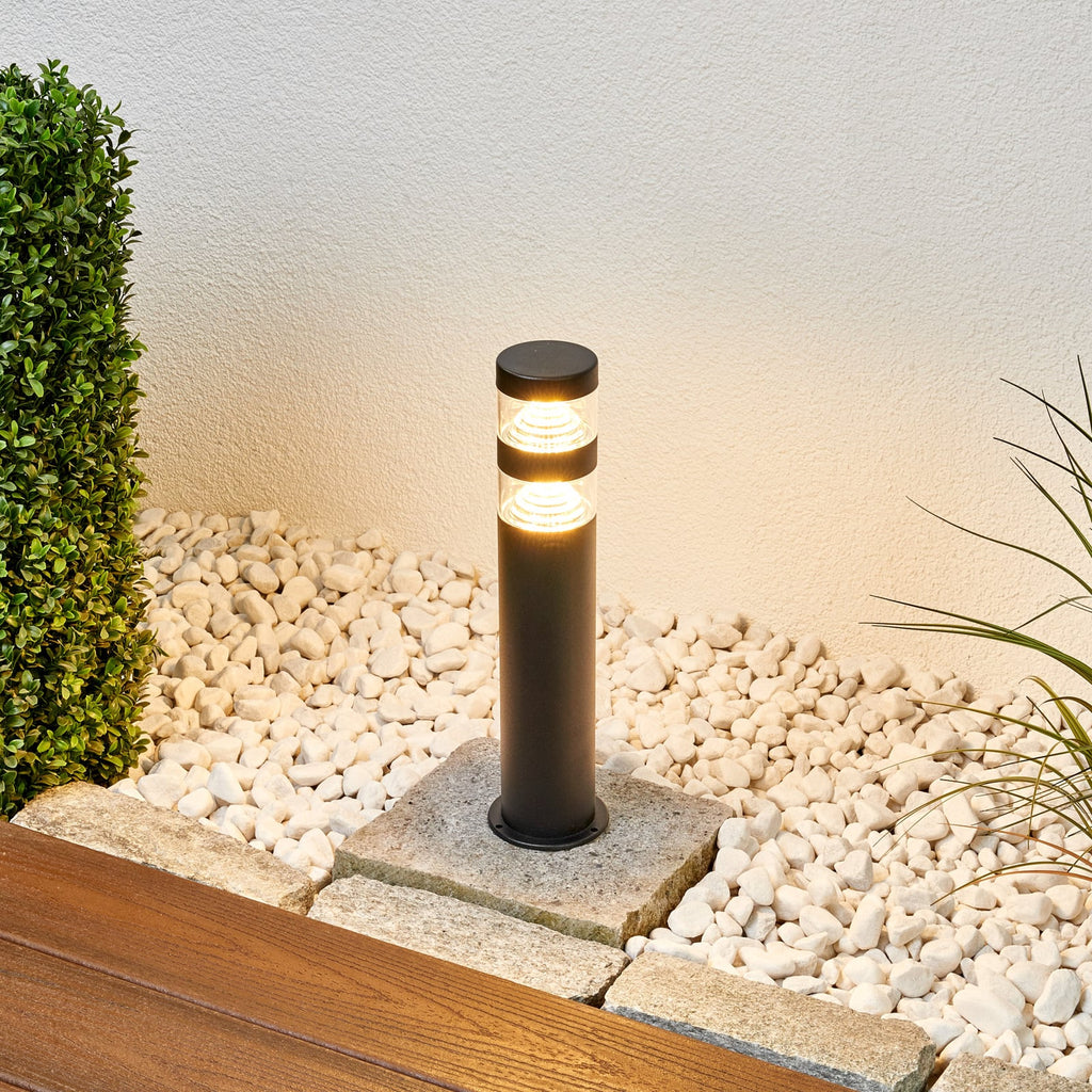 LED stolpelampe Lanea rustfritt stål svart 40 cm IP44 forfra
