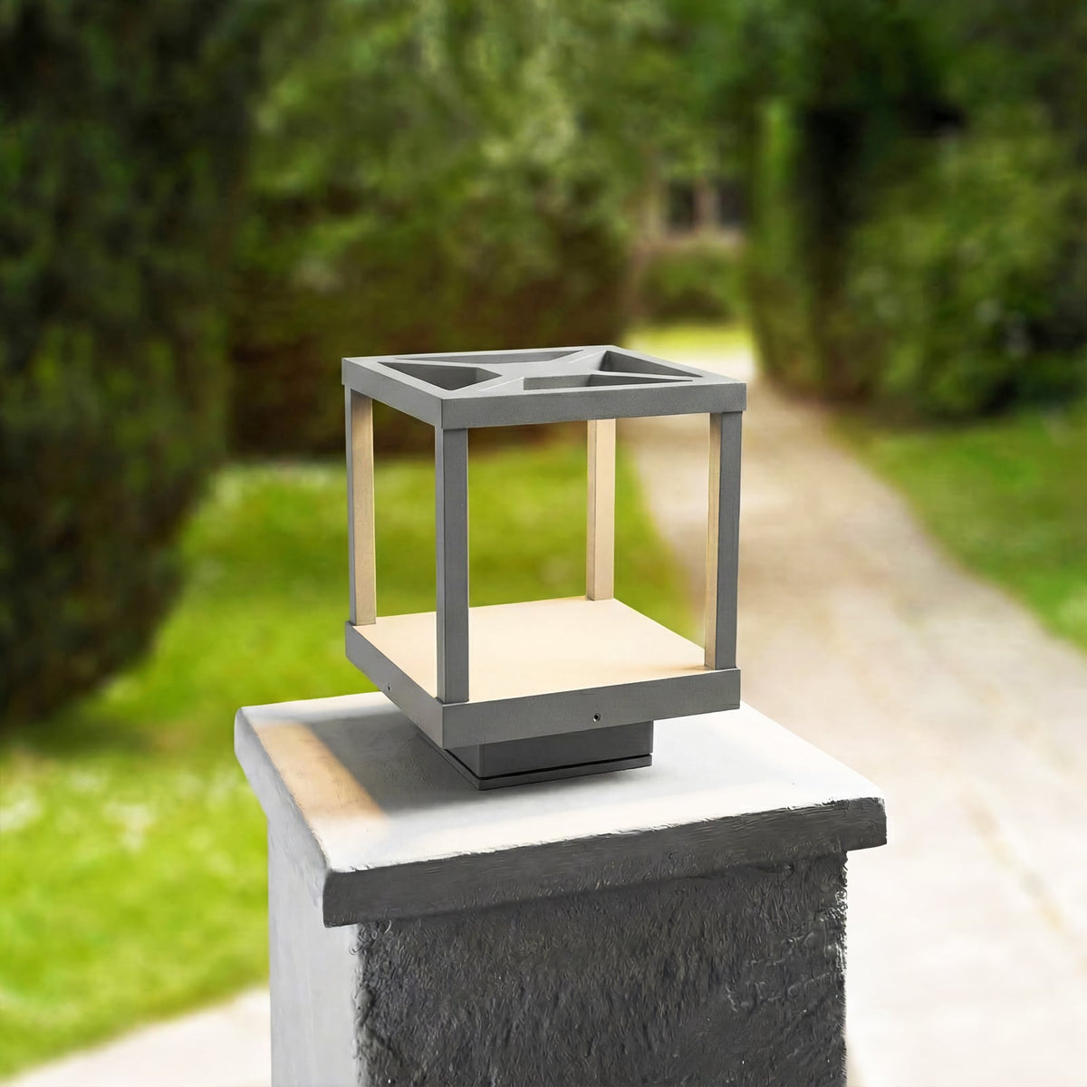 LED stolpelampe Lealan aluminium lysegrå bakside