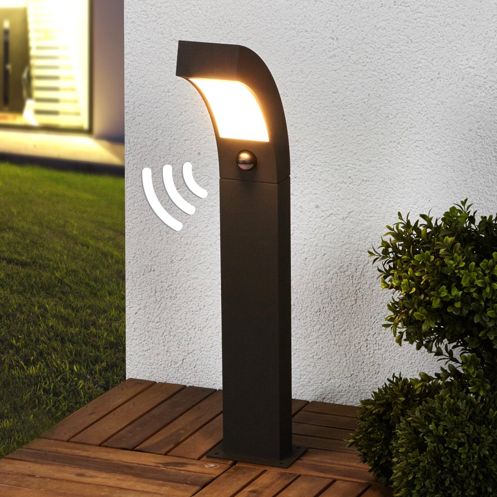 LED stolpelampe Lennik med bevegelsessensor bakside