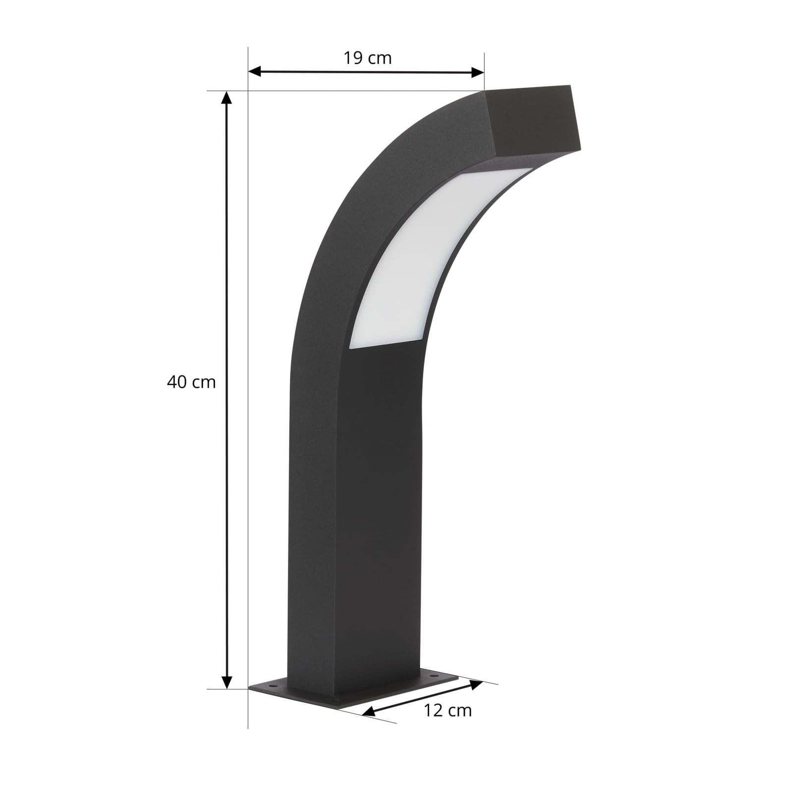 Nærbilde av LED stolpelampe Lennik antrasitt 40 cm IP54 materiale