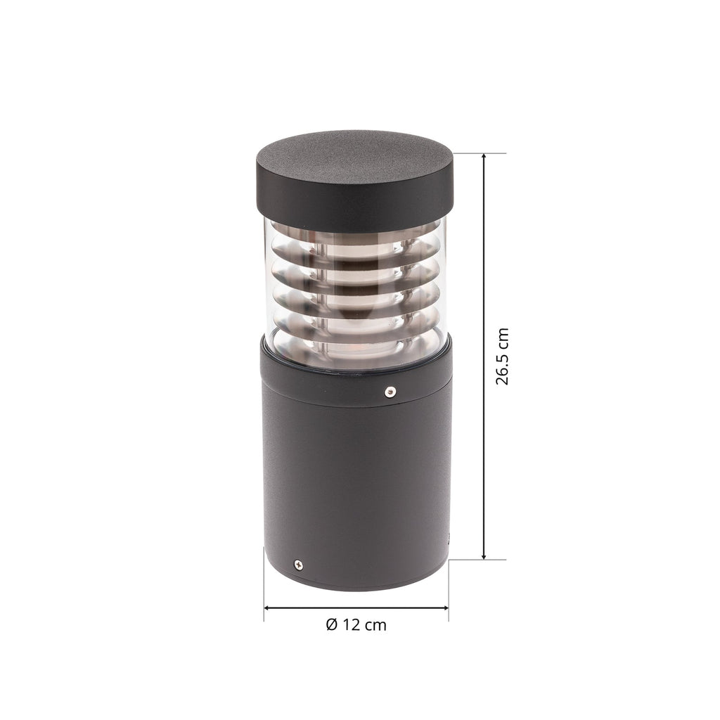 LED stolpelampe Lucius sylindrisk antrasitt Ø12 cm IP54 detalj av monteringspunkt