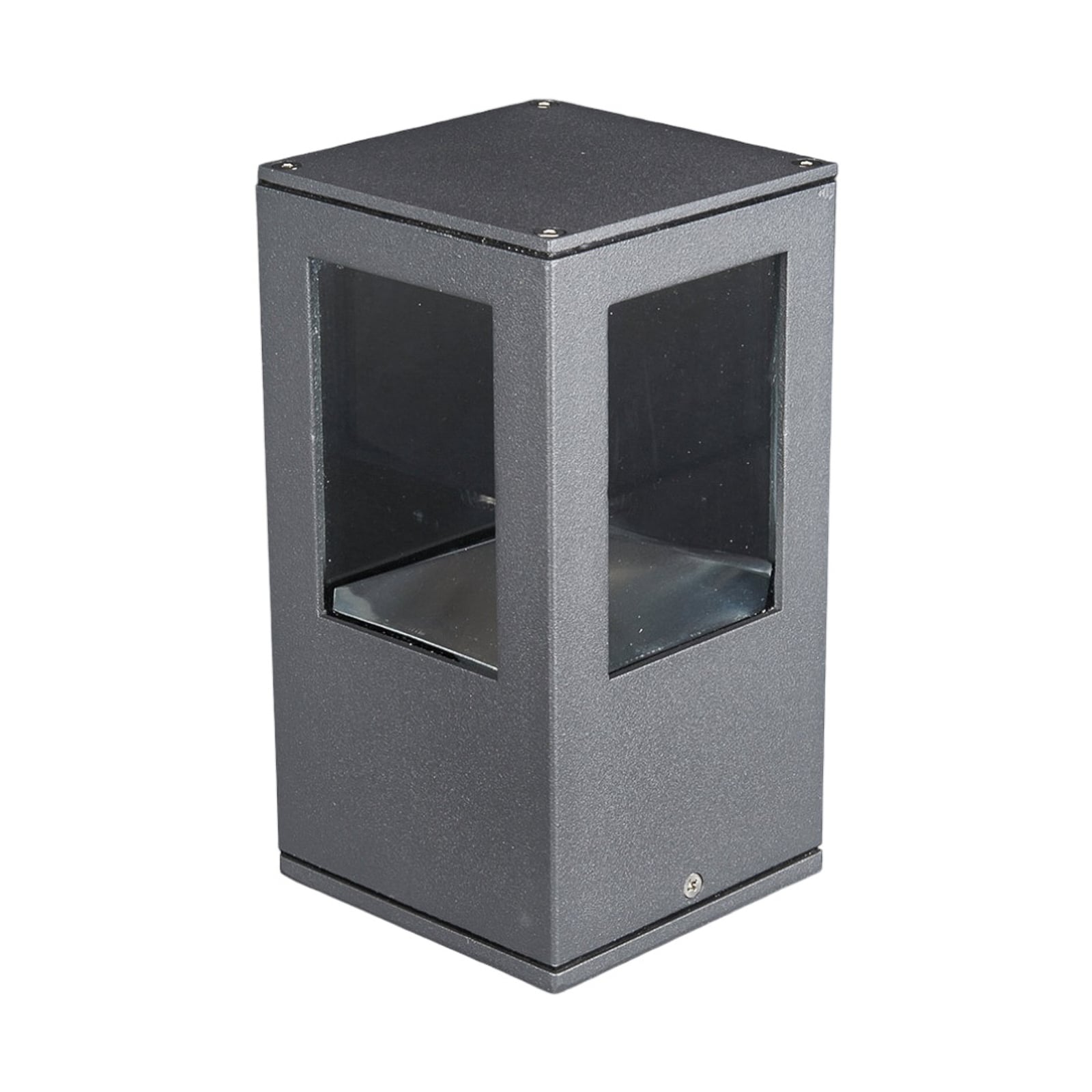 LED stolpelampe Nicola antrasitt aluminium detalj av glass
