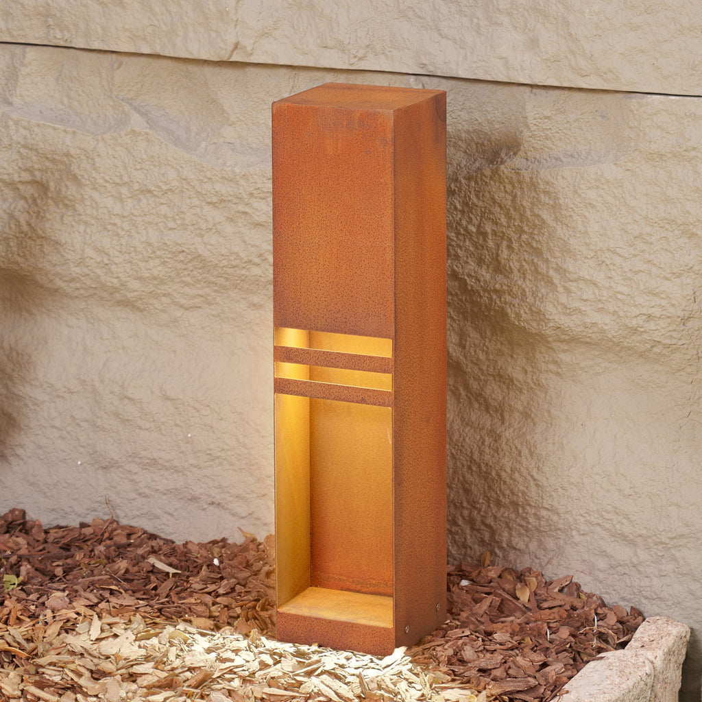 LED stolpelampe Oxido rustfarget cortenstål 50 cm forfra
