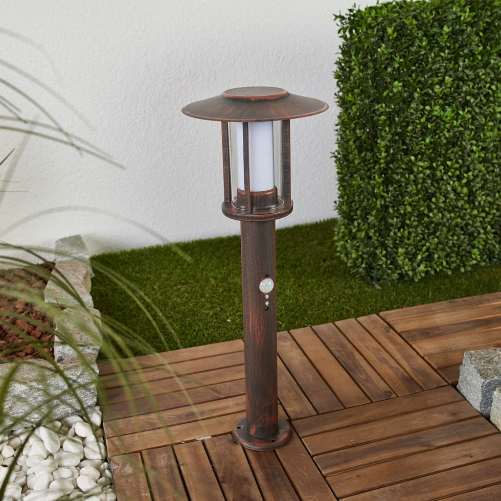 LED stolpelampe Pavlos rustfarget 55 cm forfra