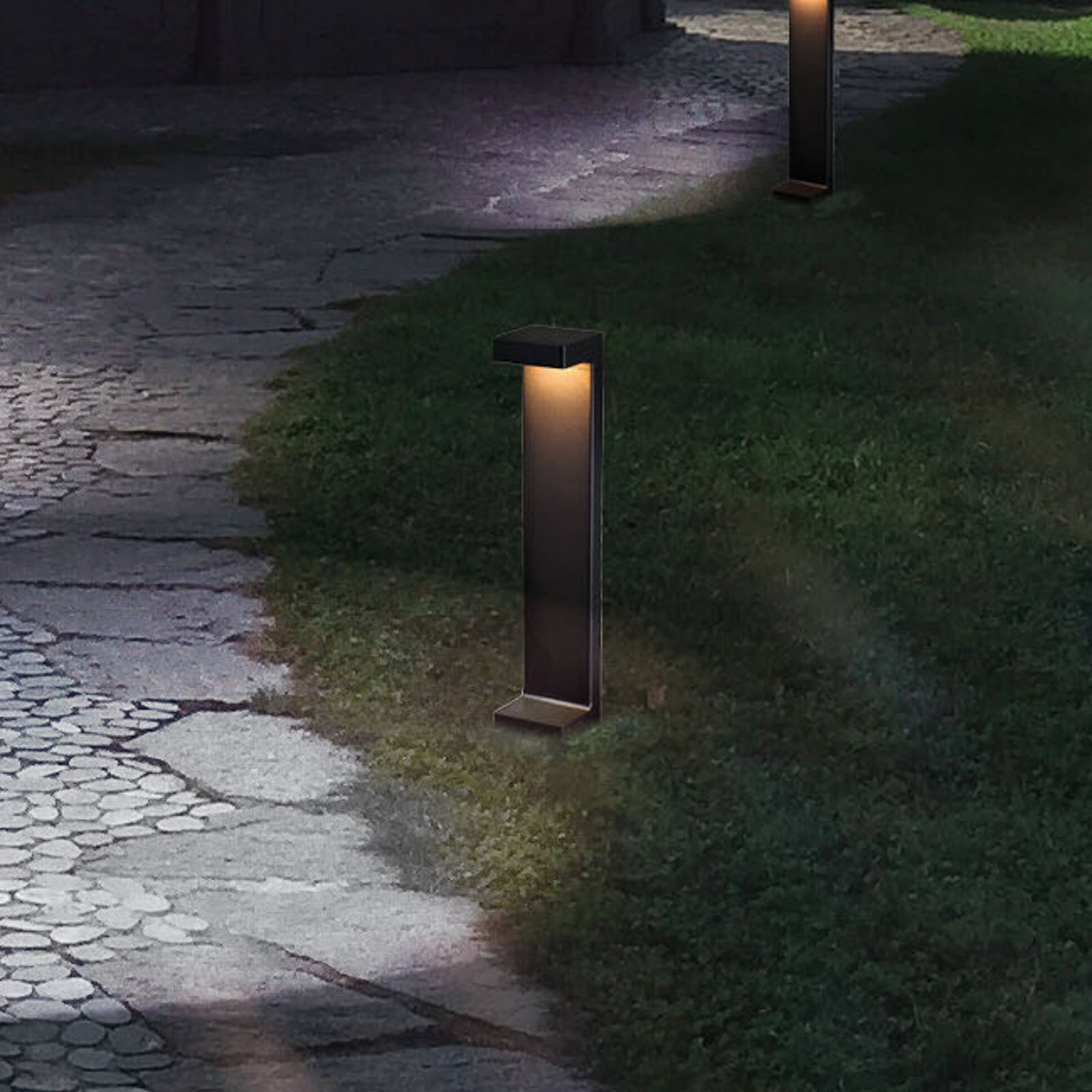 LED stolpelampe Quadro svart aluminium 50 cm bakside