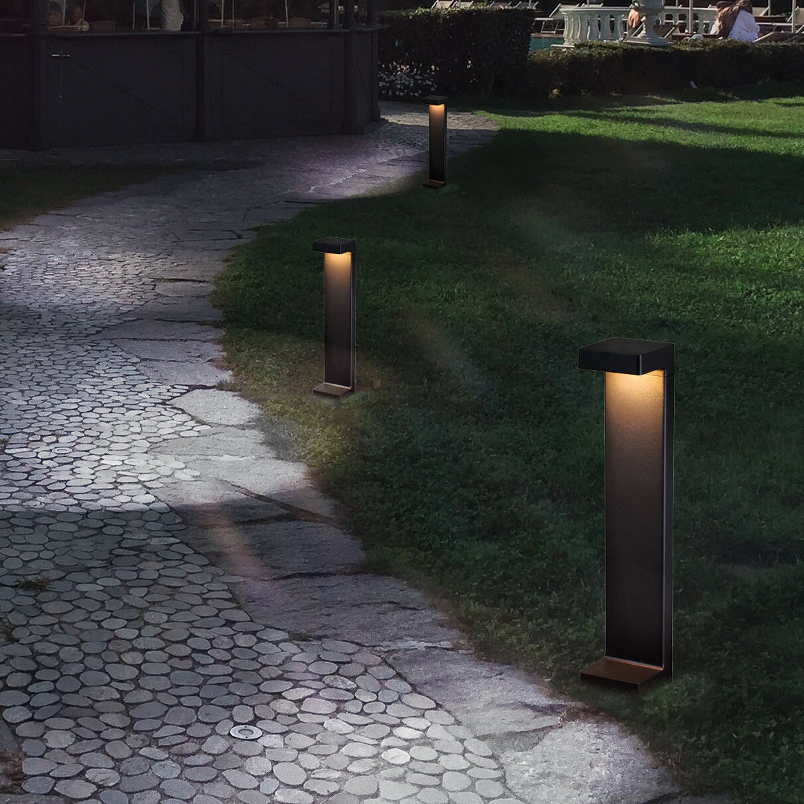 LED stolpelampe Quadro svart aluminium 50 cm detalj