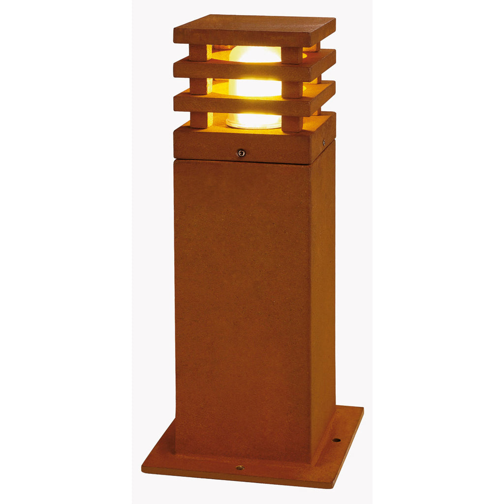 LED stolpelampe Rusty kvadratisk rustfarget 40 cm IP55 forfra