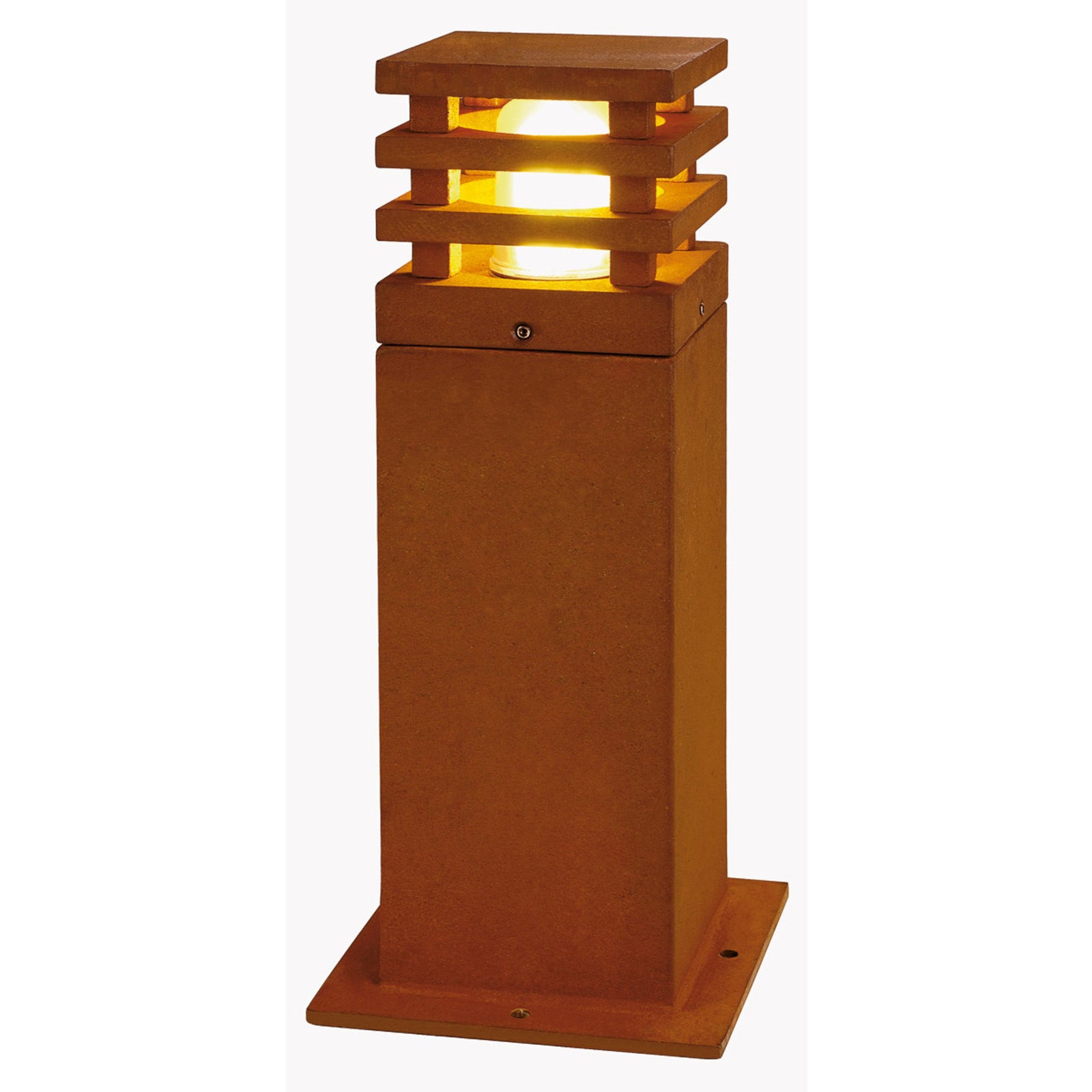 LED stolpelampe Rusty kvadratisk rustfarget 40 cm IP55 forfra