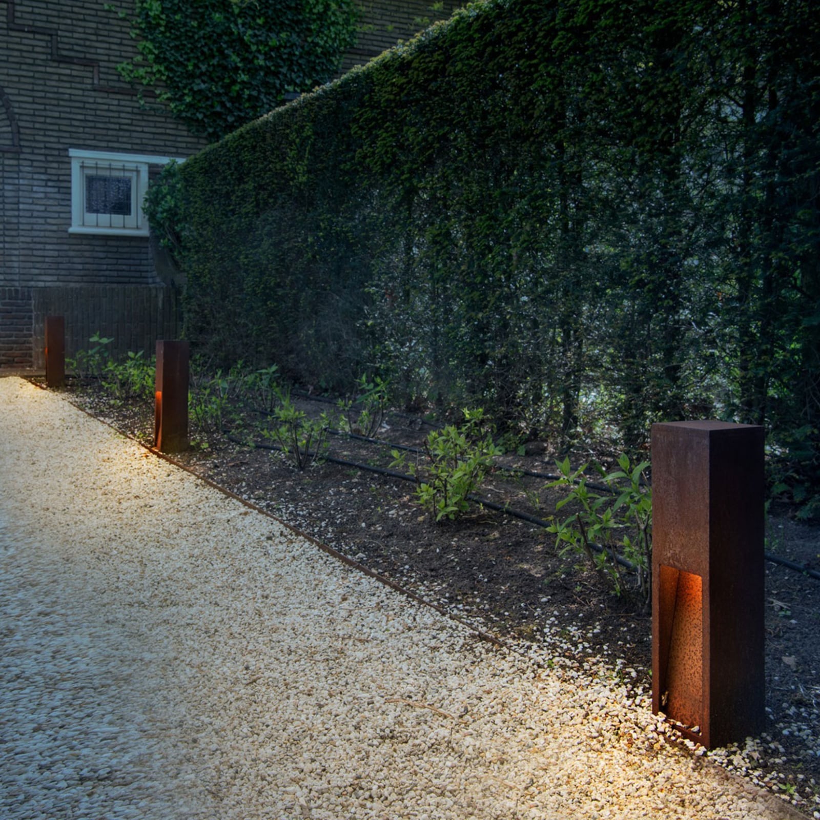 LED stolpelampe Rusty Slot 50 cortenstål rustfarget bakside