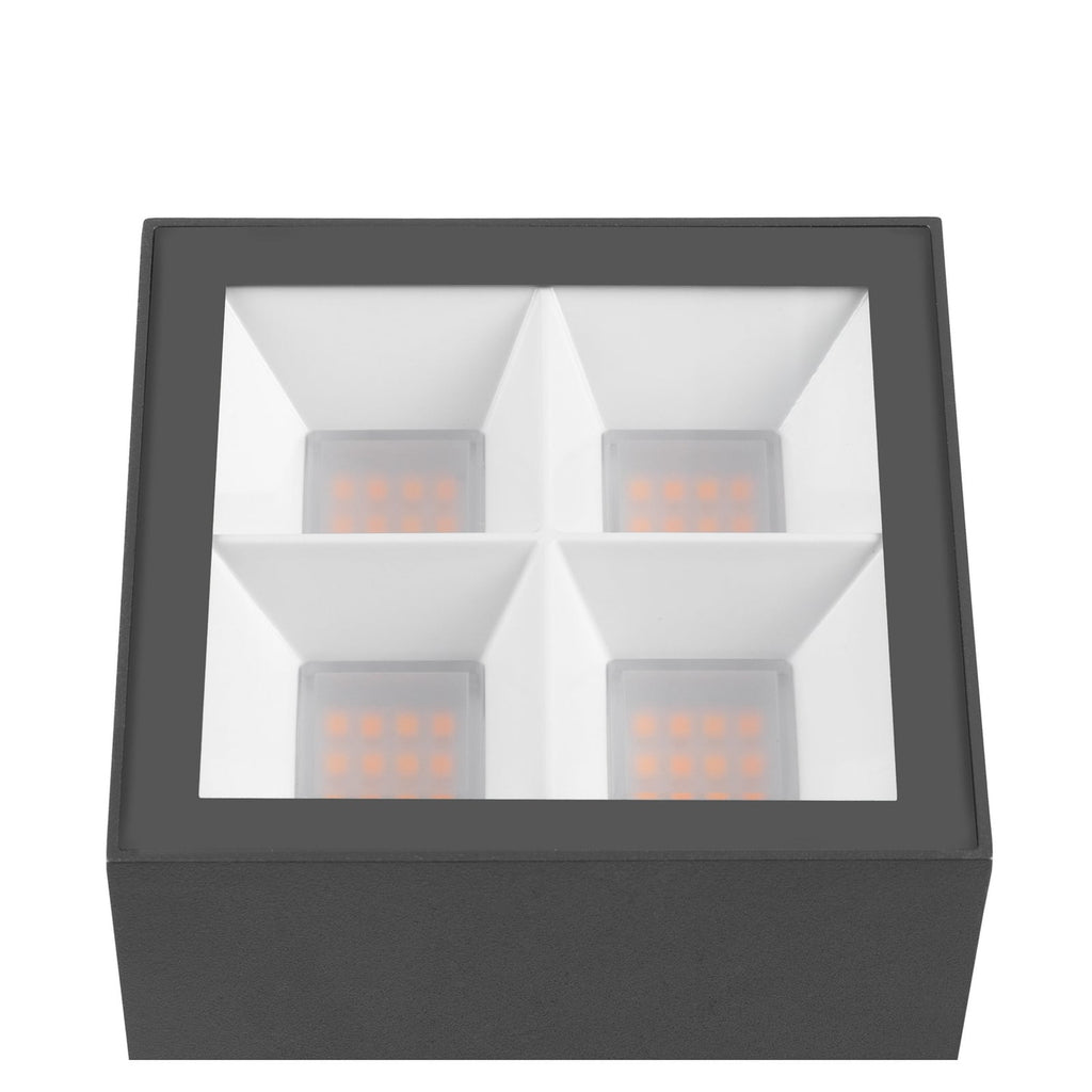 LED stolpelampe S-Cube 35 antrasitt aluminium IP65 LED-deksel detalj