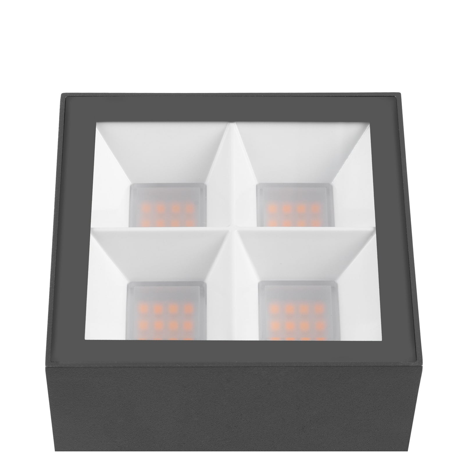 LED stolpelampe S-Cube 35 antrasitt aluminium IP65 LED-deksel detalj
