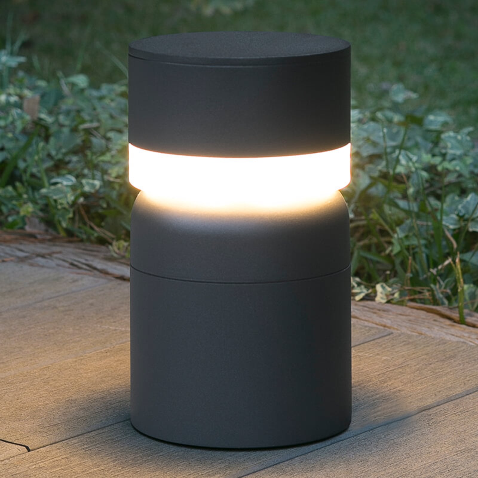LED stolpelampe Sete mørkegrå aluminium 25 cm IP54 forfra