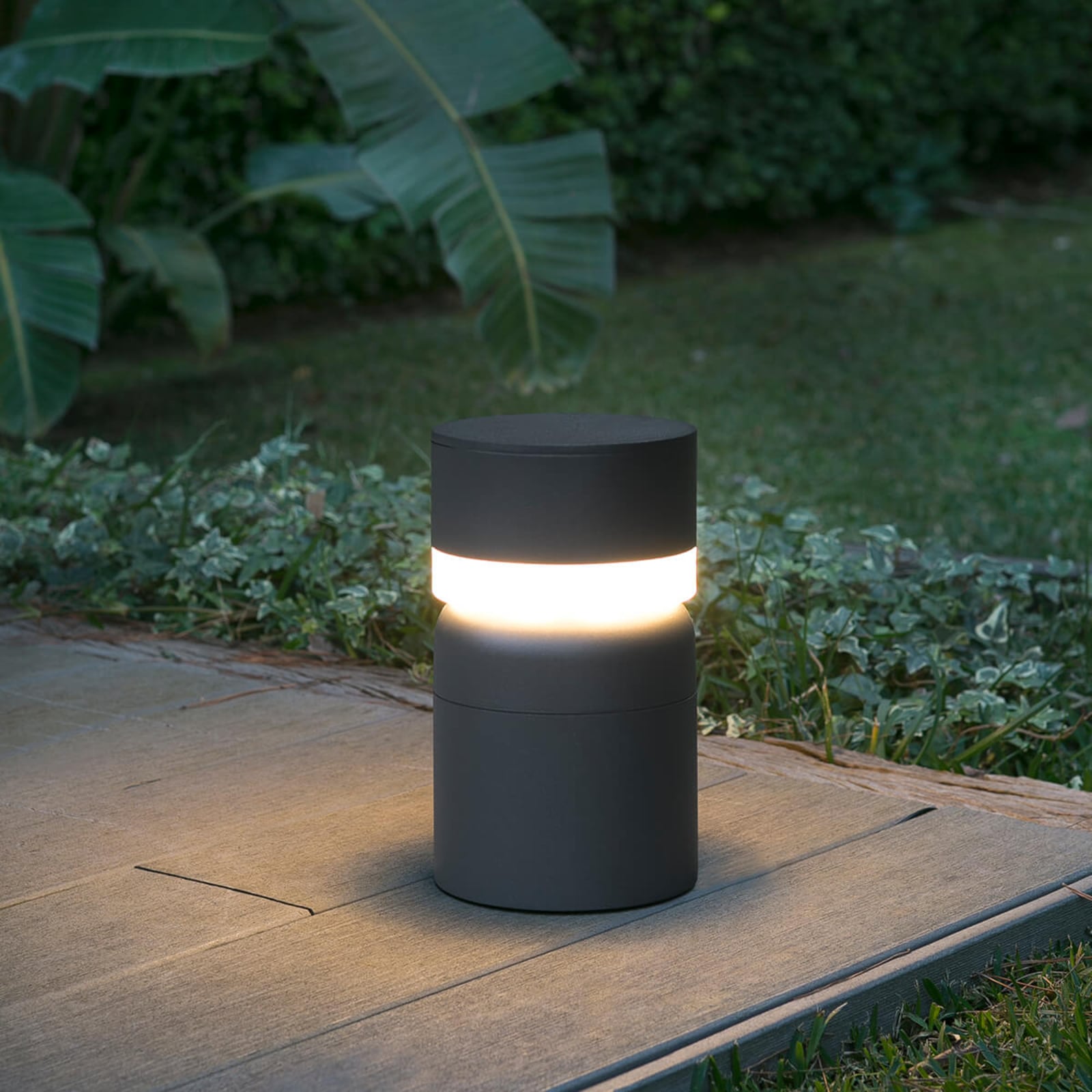 LED stolpelampe Sete mørkegrå aluminium 25 cm IP54 bakside