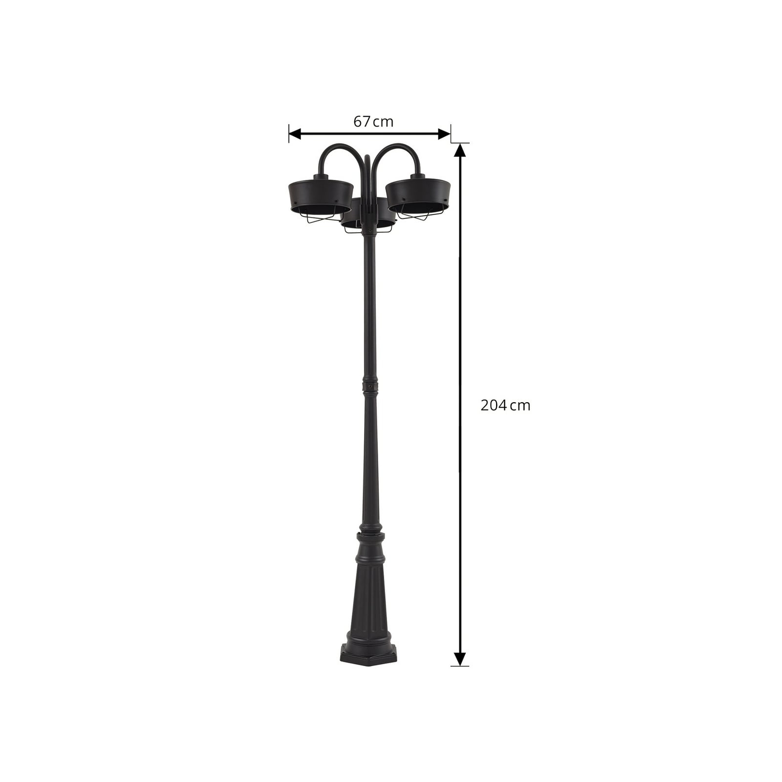 Detalj av LED stolpelampe Thorus svart 3-lys 204 cm IP44