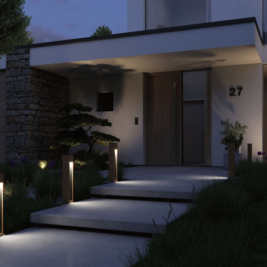 LED stolpelampe Trabia tre og metall 60 cm IP44 forfra