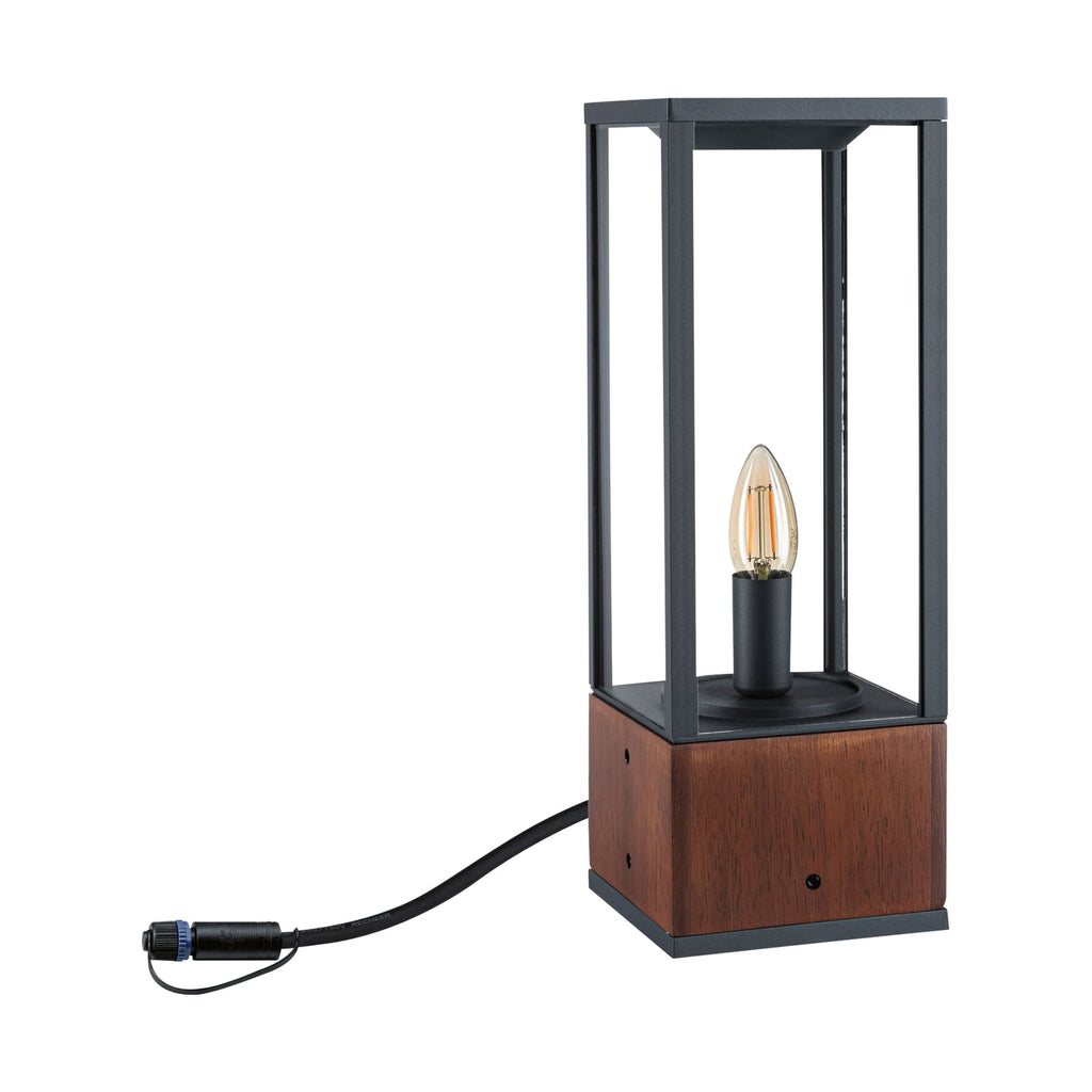 LED stolpelampe Venea lanterne tre og metall 40 cm bakside