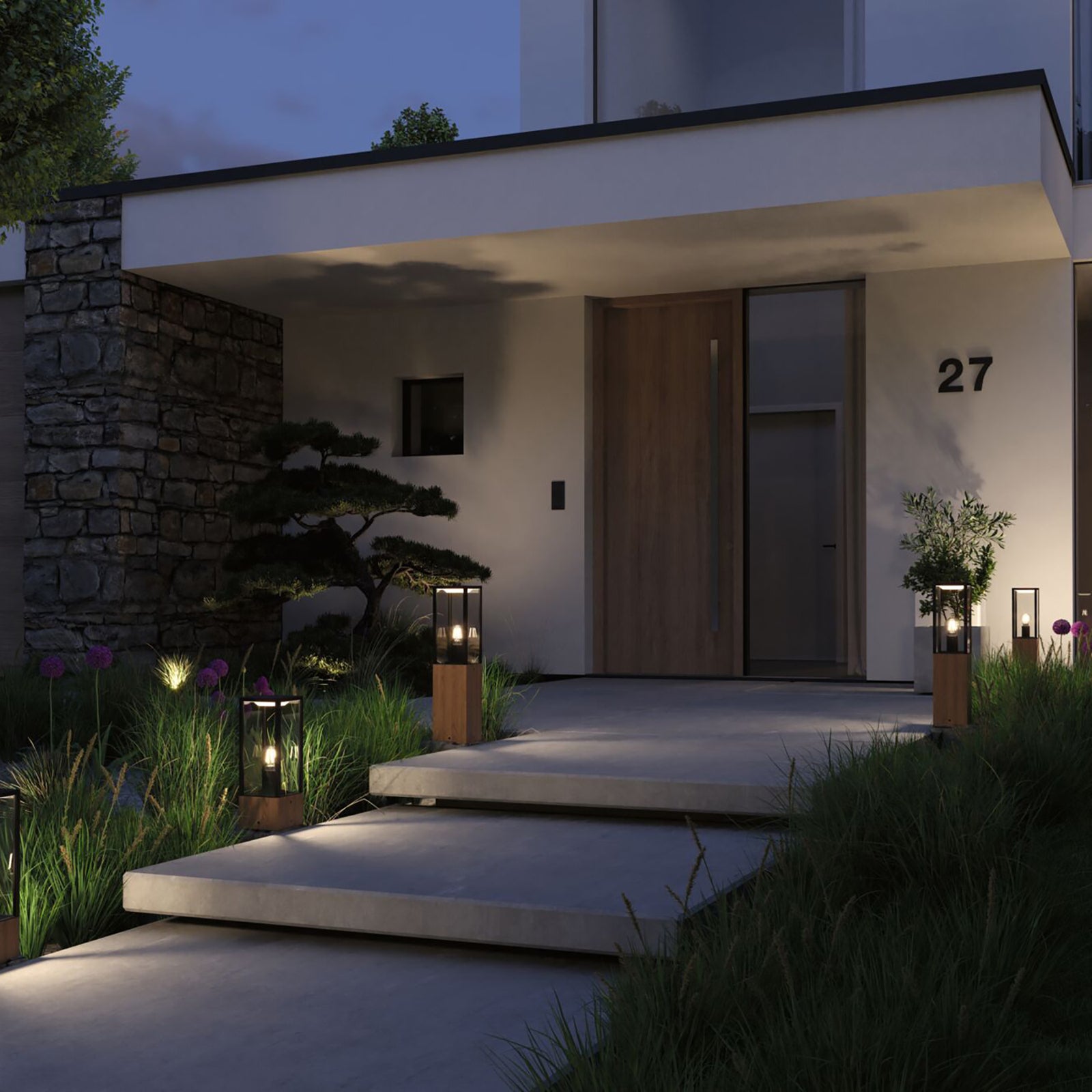 LED stolpelampe Venea lanterne med synlige kabler