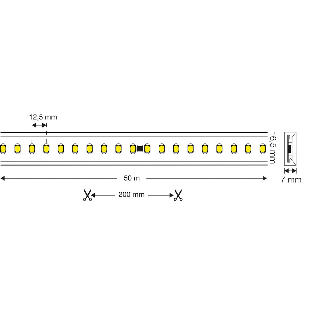 LED-stripe 230V komplettsett 5m 40W nøytralhvit IP65 detalj
