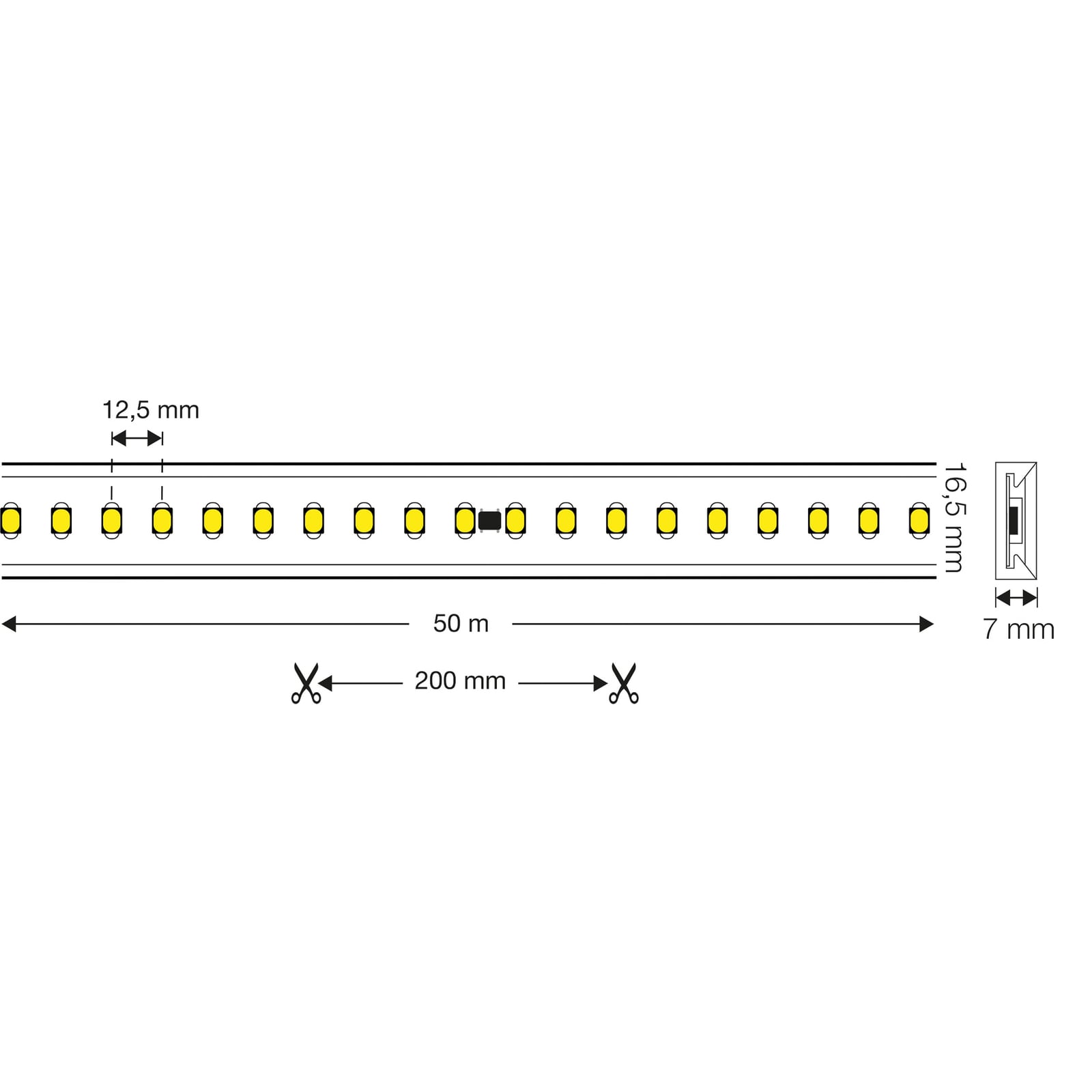 LED-stripe 230V komplettsett 5m 40W nøytralhvit IP65 detalj
