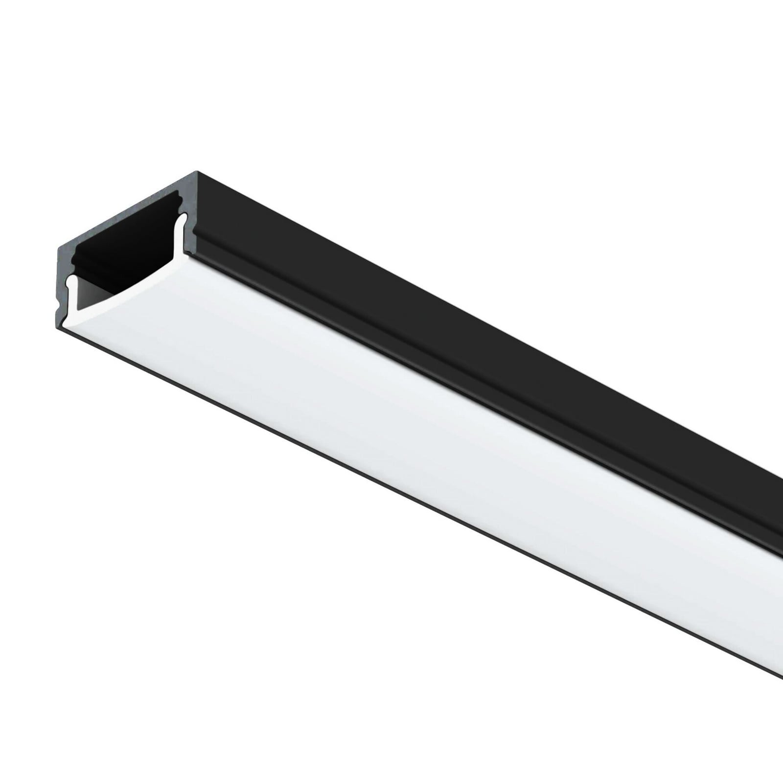 LED-stripe aluminiumsprofil A1 svart 2m oppbygg 8mm fra The Light Group, front