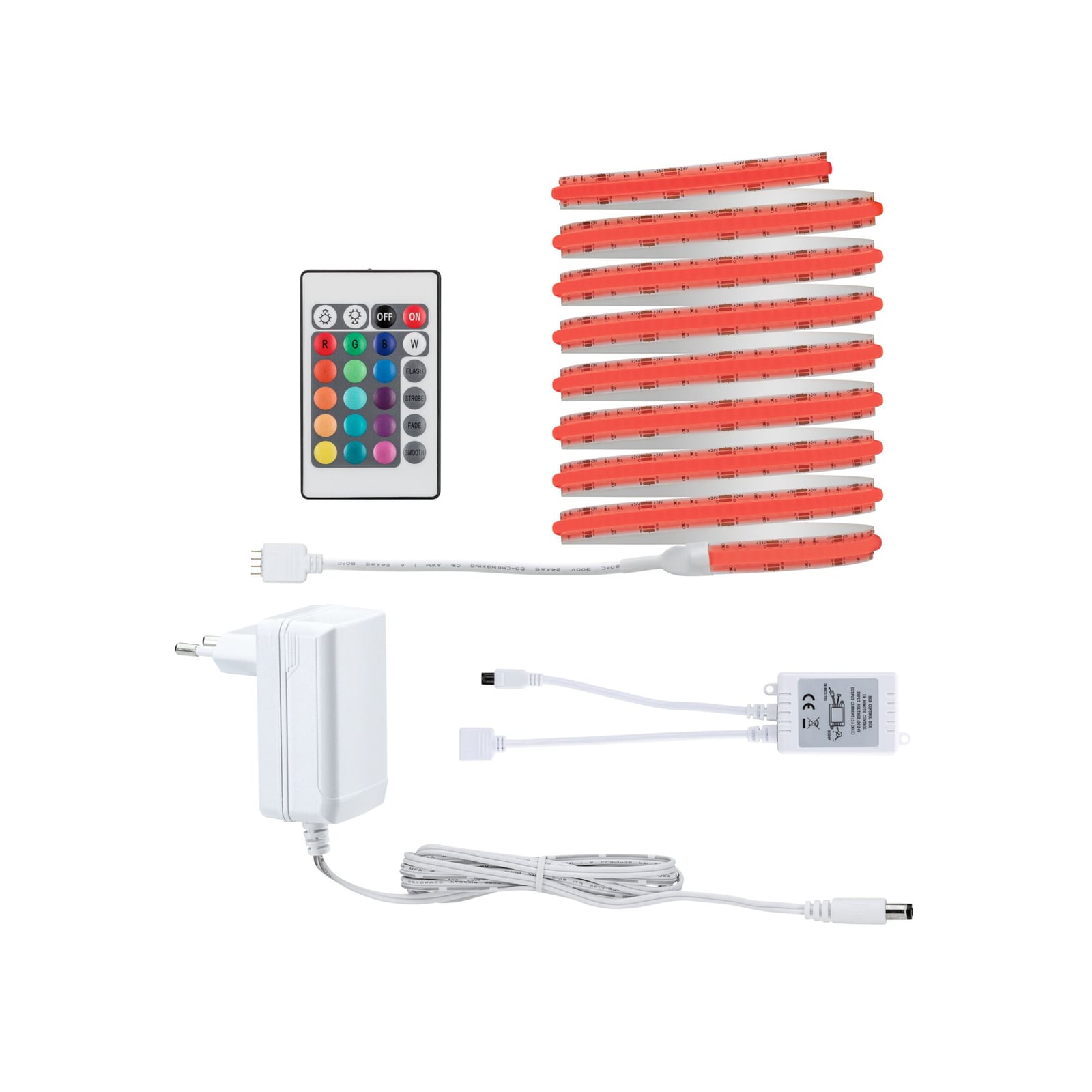 LED-stripe sett COB RGB dimbar 3 m med fjernkontroll - Paulmann forfra