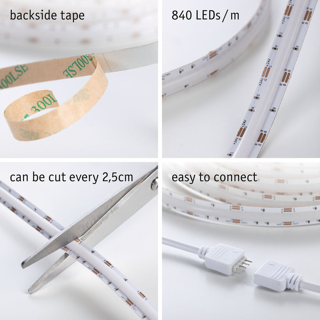 LED-stripe sett COB RGB dimbar 3 m med fjernkontroll - Paulmann koblinger