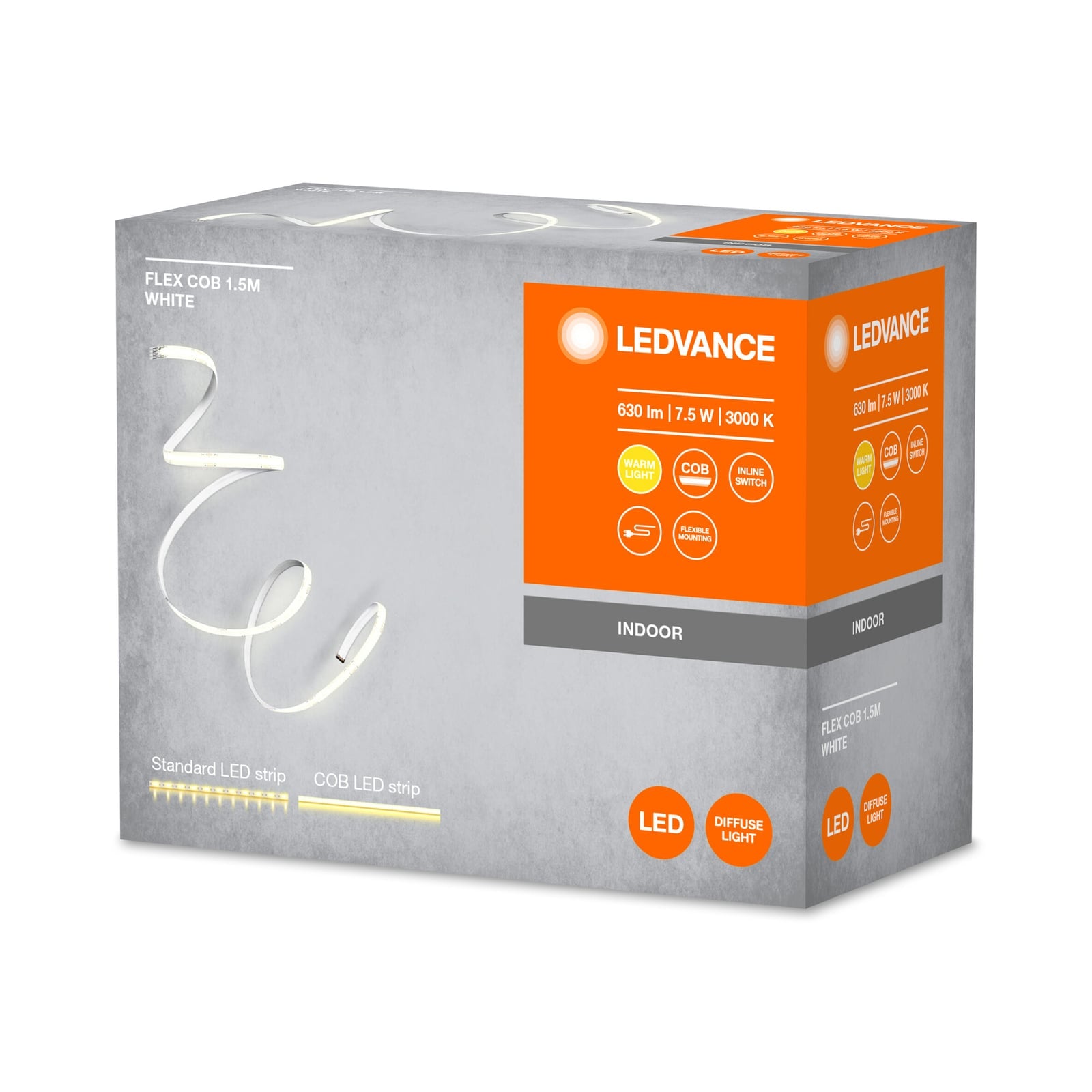 Montert LED-stripe COB varmhvit 3000K IP20 150 cm 7,5W LEDVANCE i rom