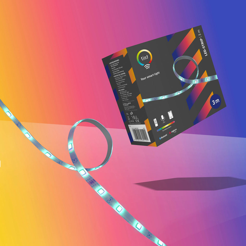 LED-stripe Color RGB dimbar 3 m Zigbee Bluetooth 6W - tint nærbilde av lys