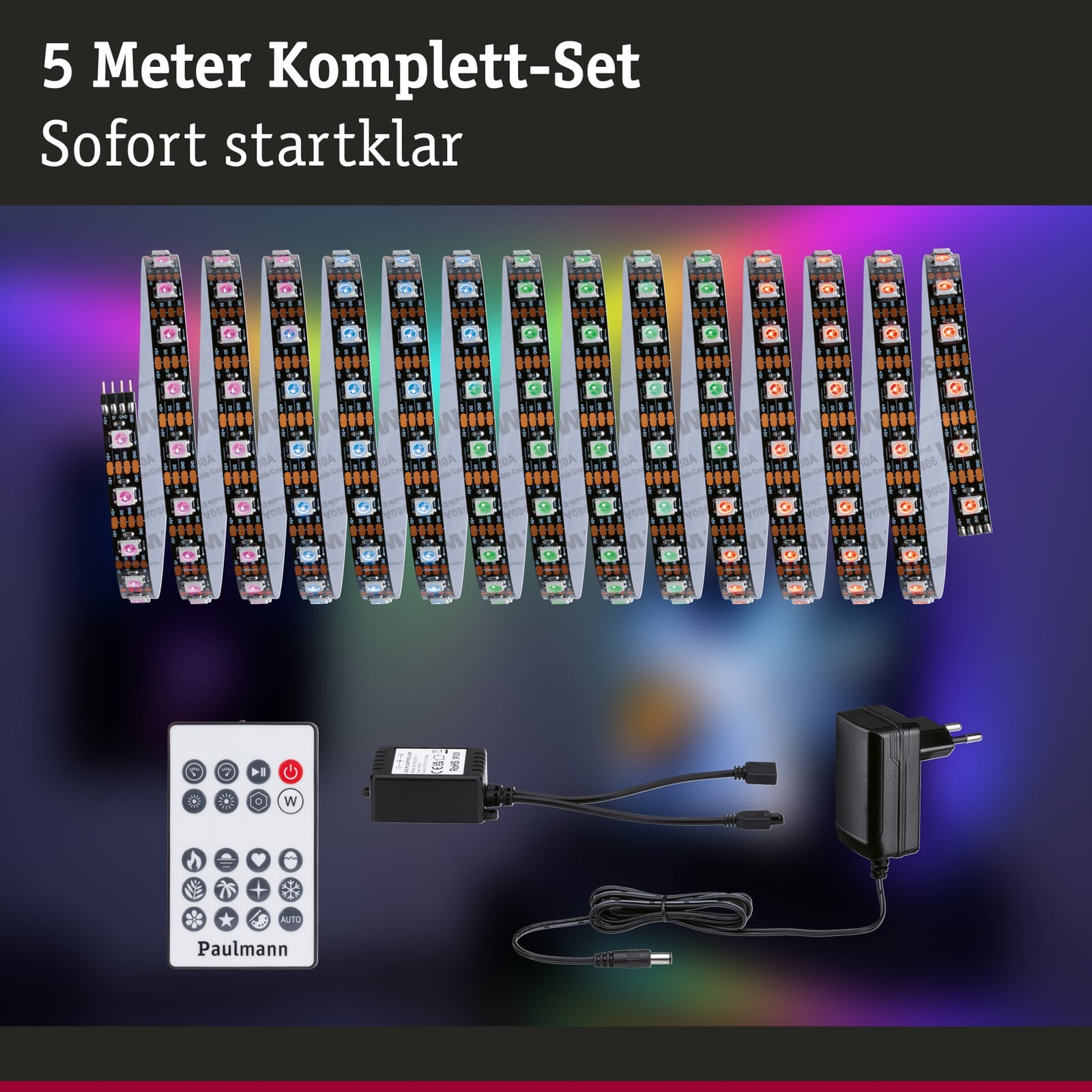 Fjernkontroll til LED-stripe EntertainLED RGB sett 5m dimbar med fjernkontroll - Paulmann