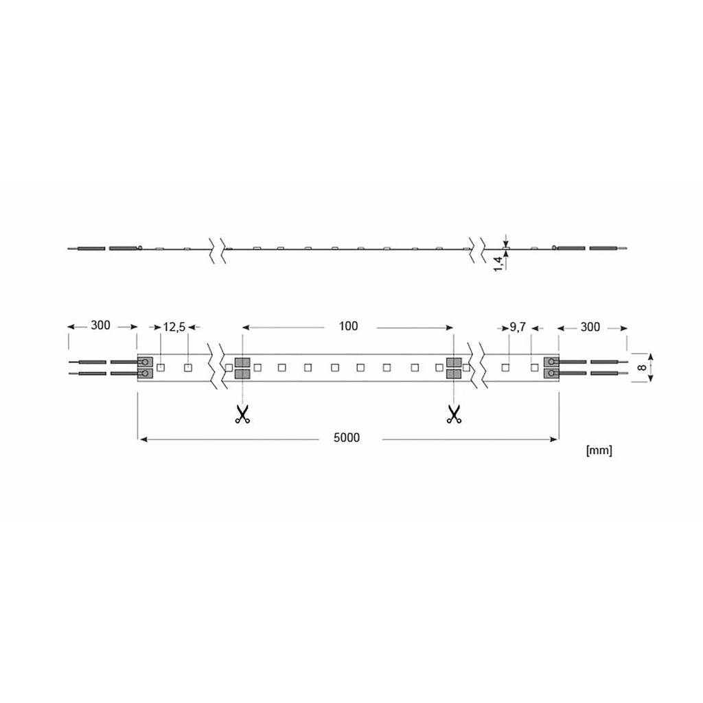 Detalj av LED-stripe Essence 5m 18W 2700K varmhvit dimbar CRI90