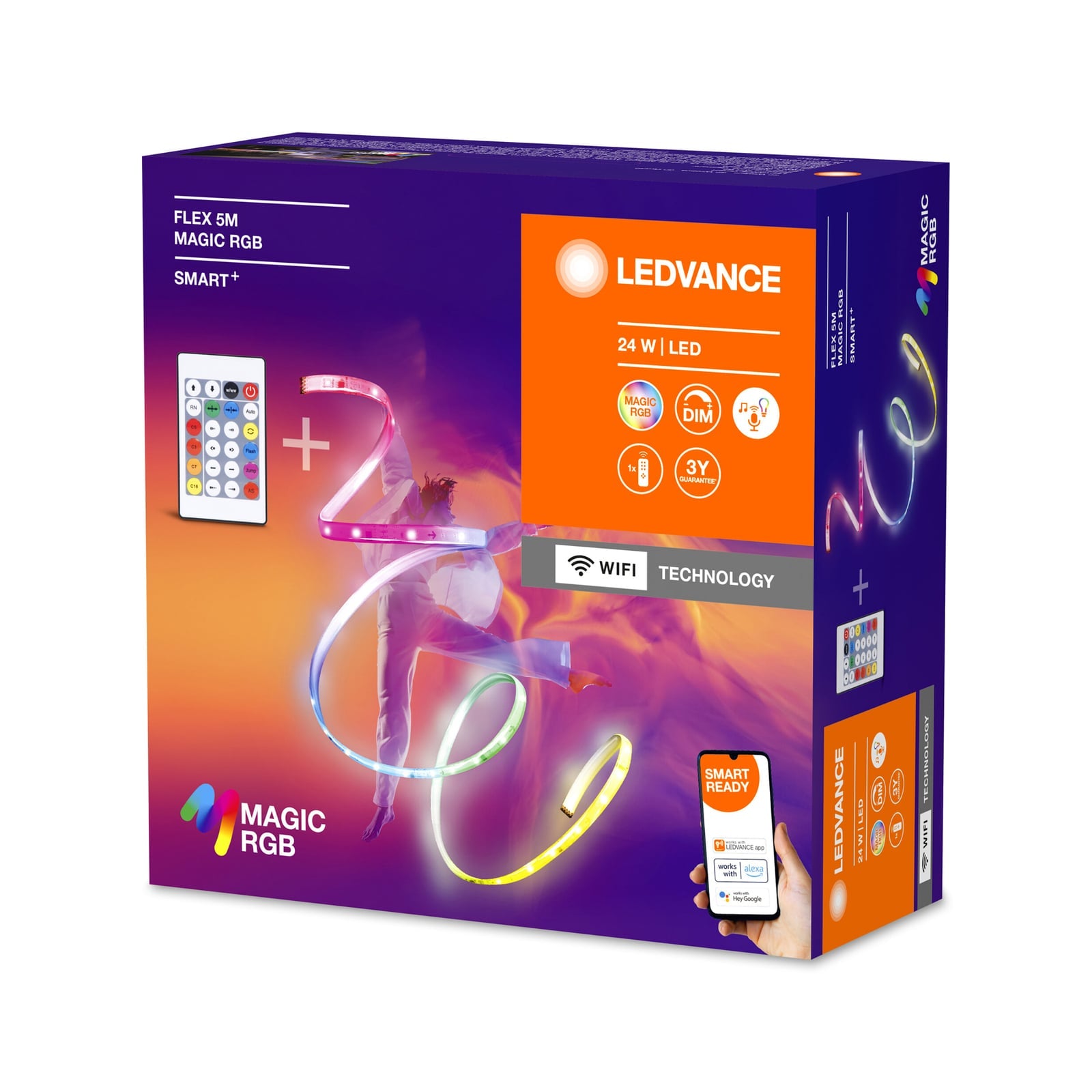 Montert LED-stripe Flex Magic RGB WiFi dimbar 500 cm med fjernkontroll i rom