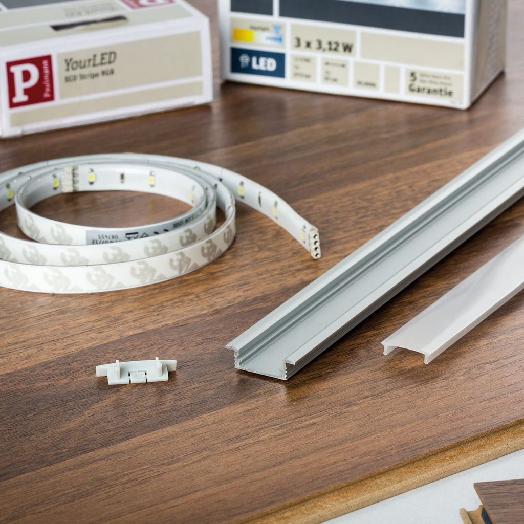 LED-stripe Floor innfellingsprofil aluminium 100 cm - Paulmann profil sett fra siden