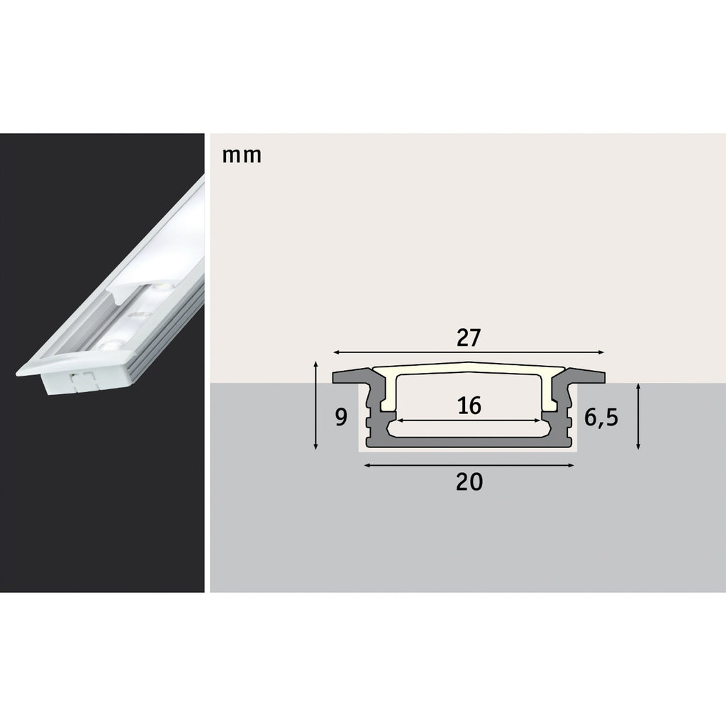LED-stripe Floor innfellingsprofil aluminium 100 cm - Paulmann i bruk