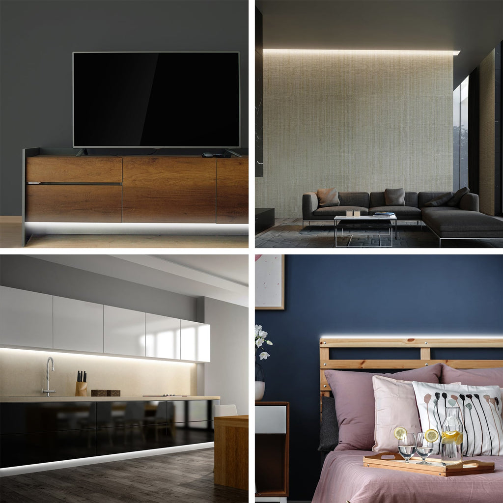 Montert LED-stripe Flow RGB selvklebende 500 cm med fjernkontroll i rom