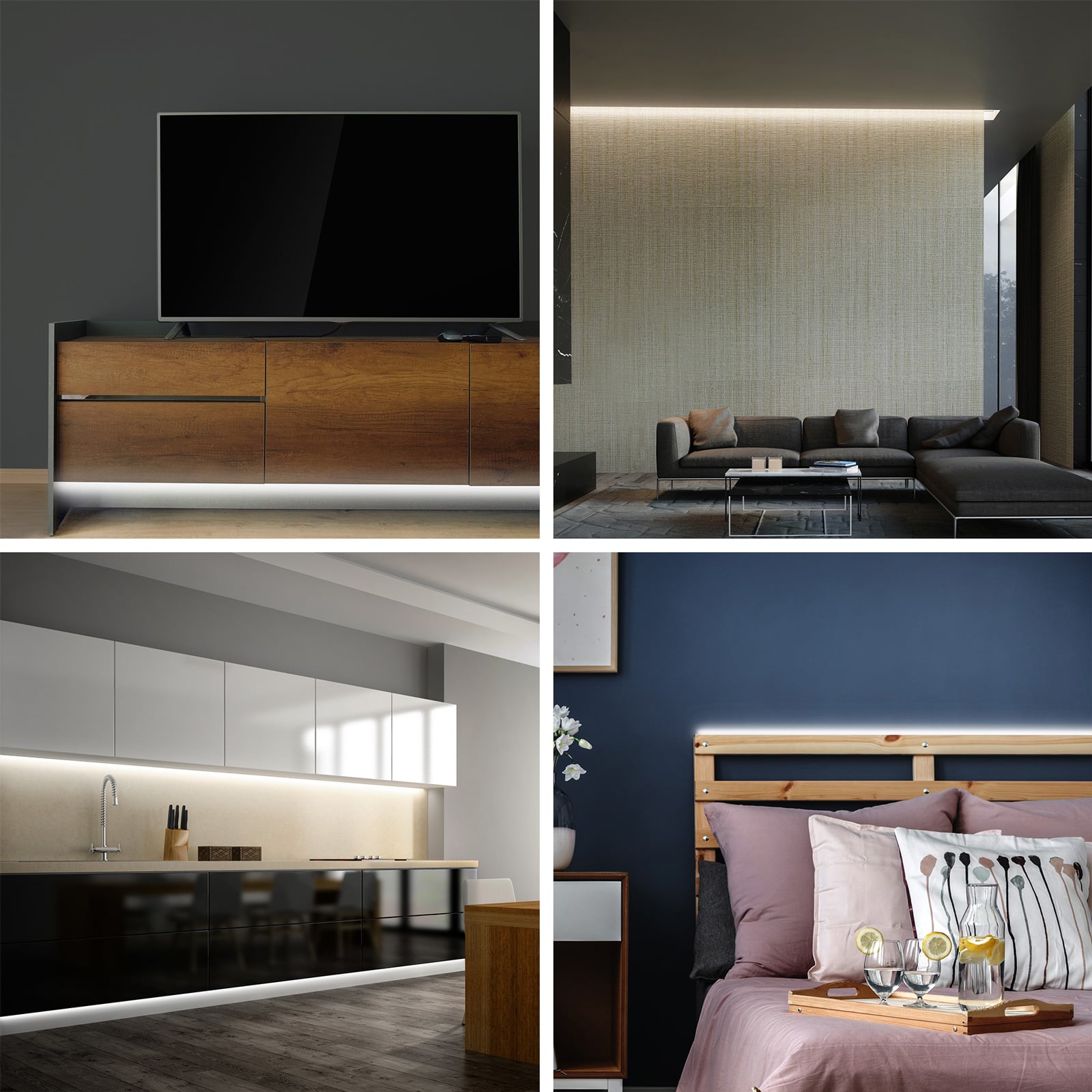 Montert LED-stripe Flow RGB selvklebende 500 cm med fjernkontroll i rom