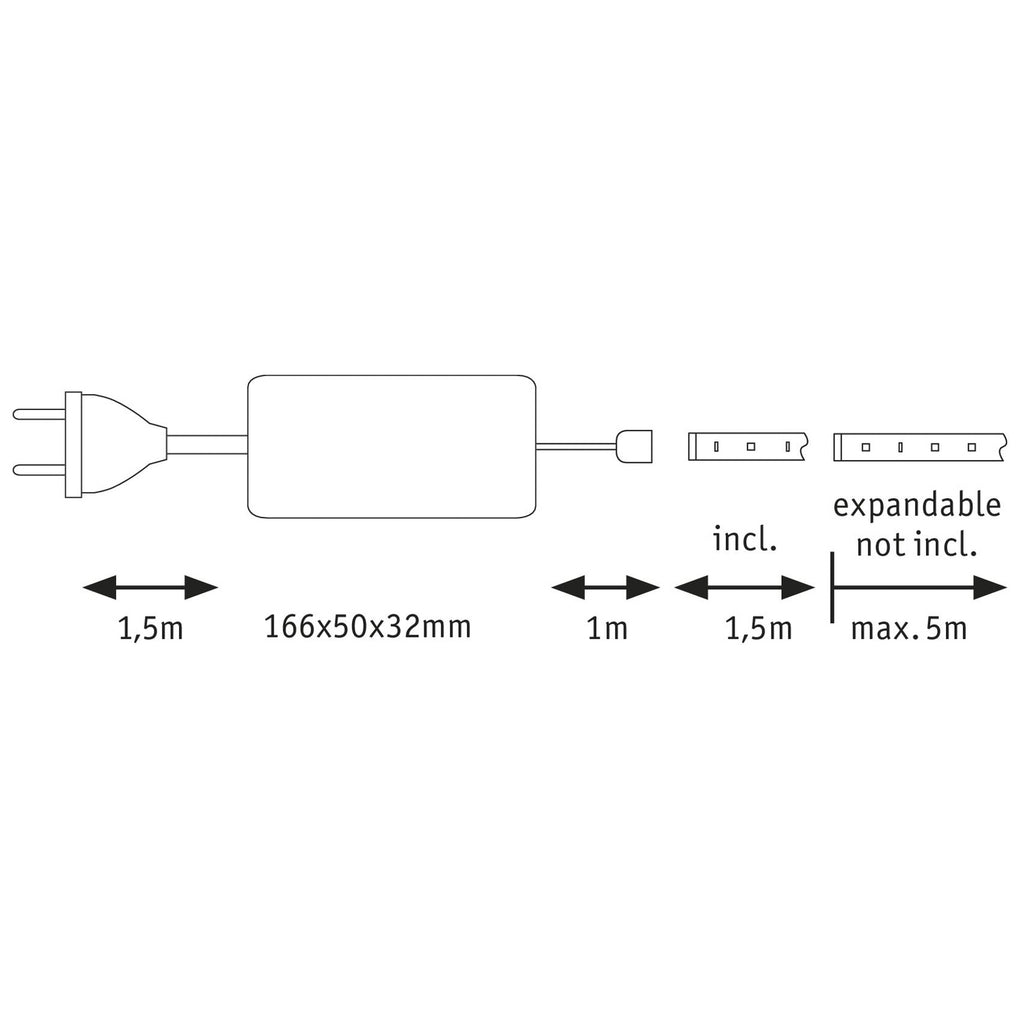 LED-stripe MaxLED 1000 basissett dimbar 1,5m installasjonseksempel