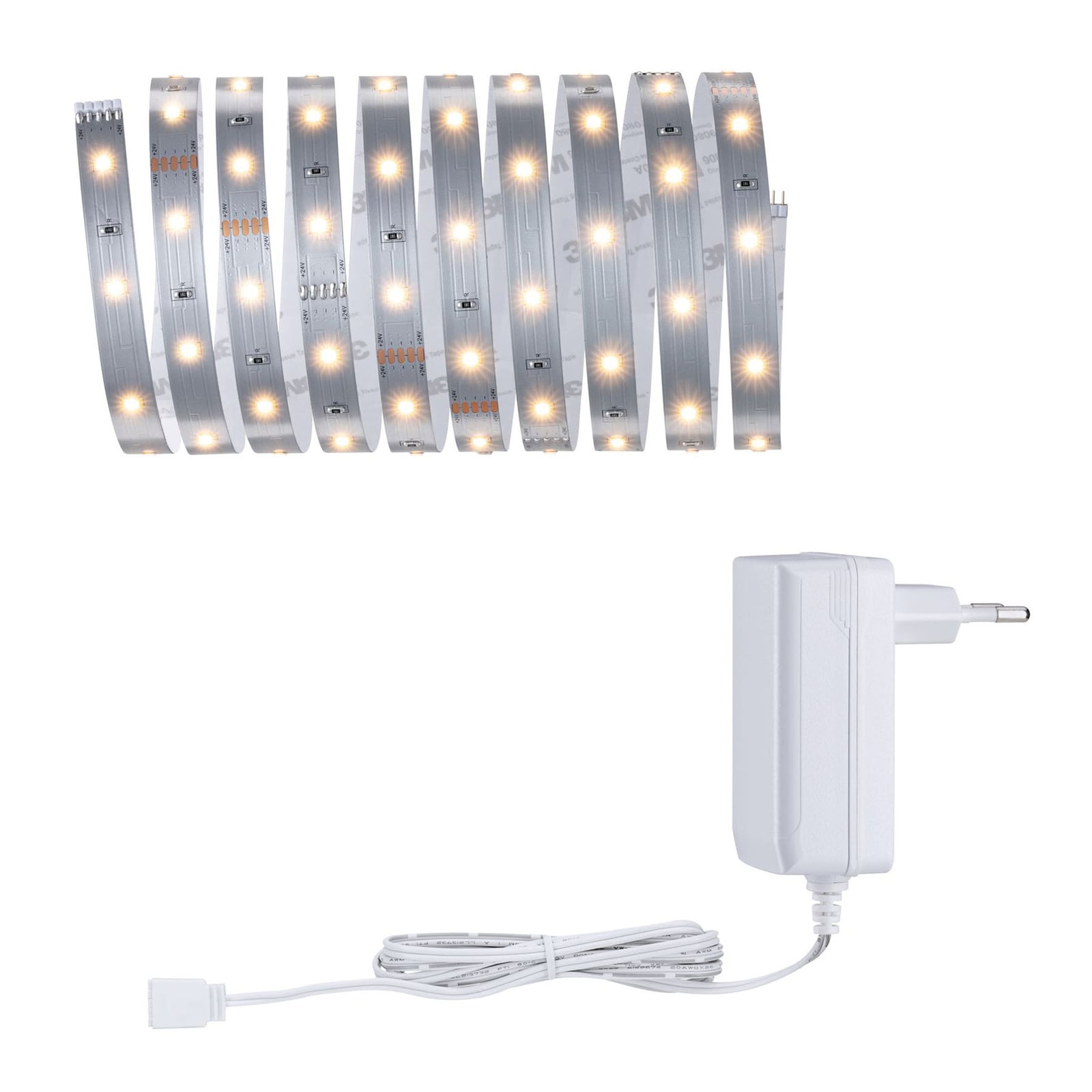 Nærbilde av LED-dioder på LED-stripe MaxLED 250 basissett 3 m varmhvit dimbar 12W