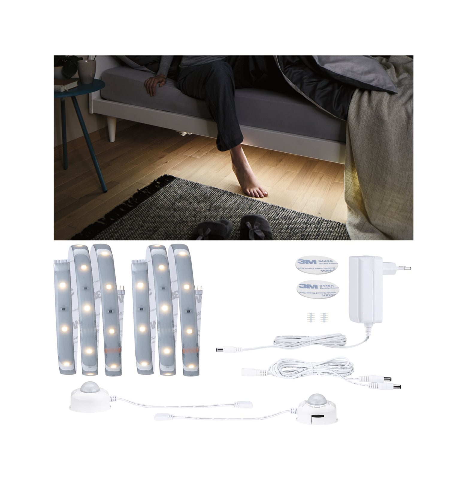 LED-stripe MaxLED 250 Comfort sett 2x1 m med bevegelsessensor IP44 forfra