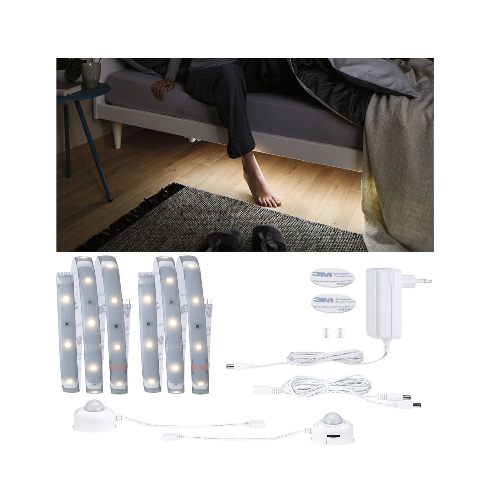 LED-stripe MaxLED 250 Comfort sett 2x1 m med bevegelsessensor IP44 detalj