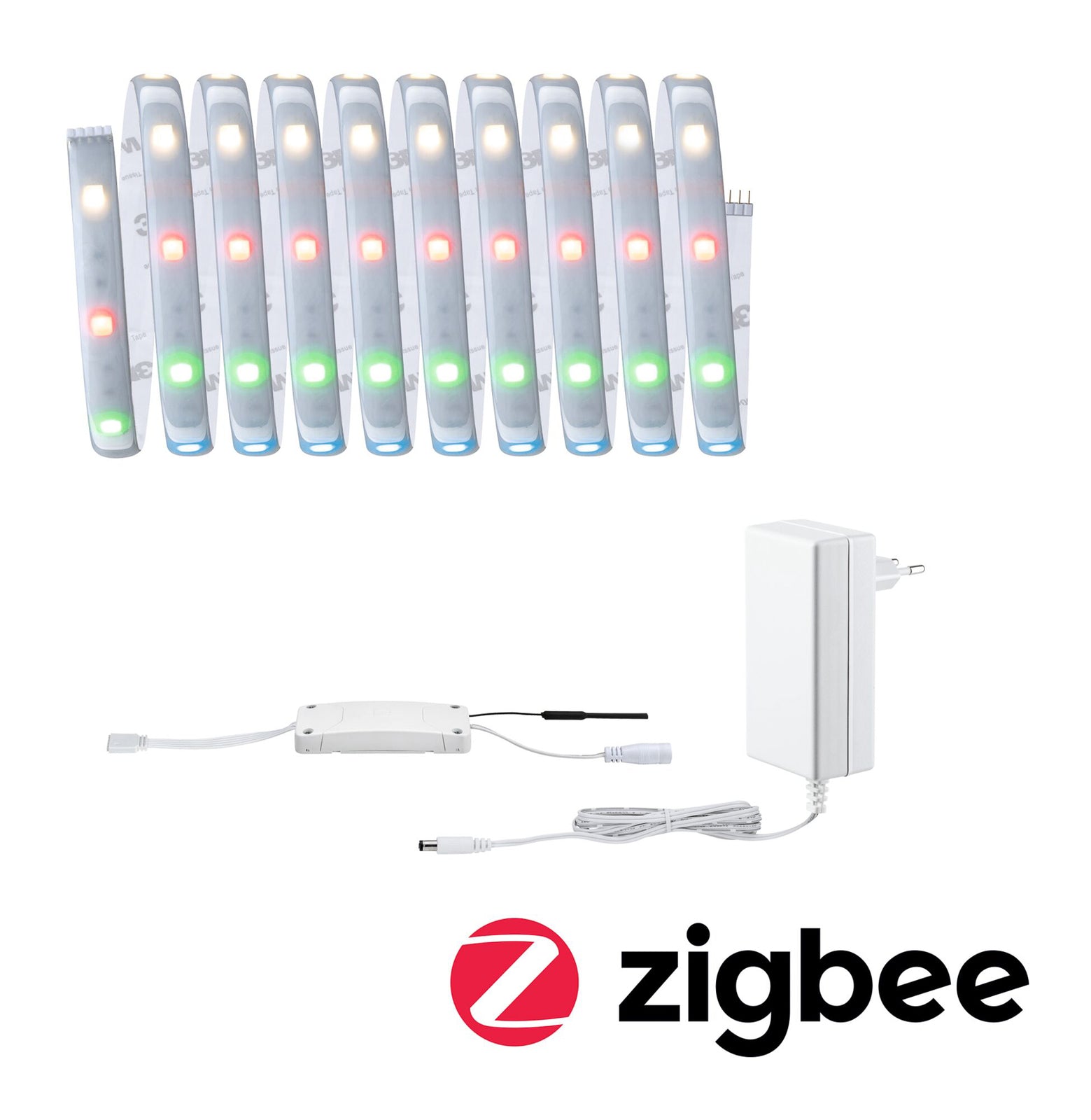 LED-stripe MaxLED 250 RGBW dimbar ZigBee IP44 3m 15W Paulmann montert nærbilde