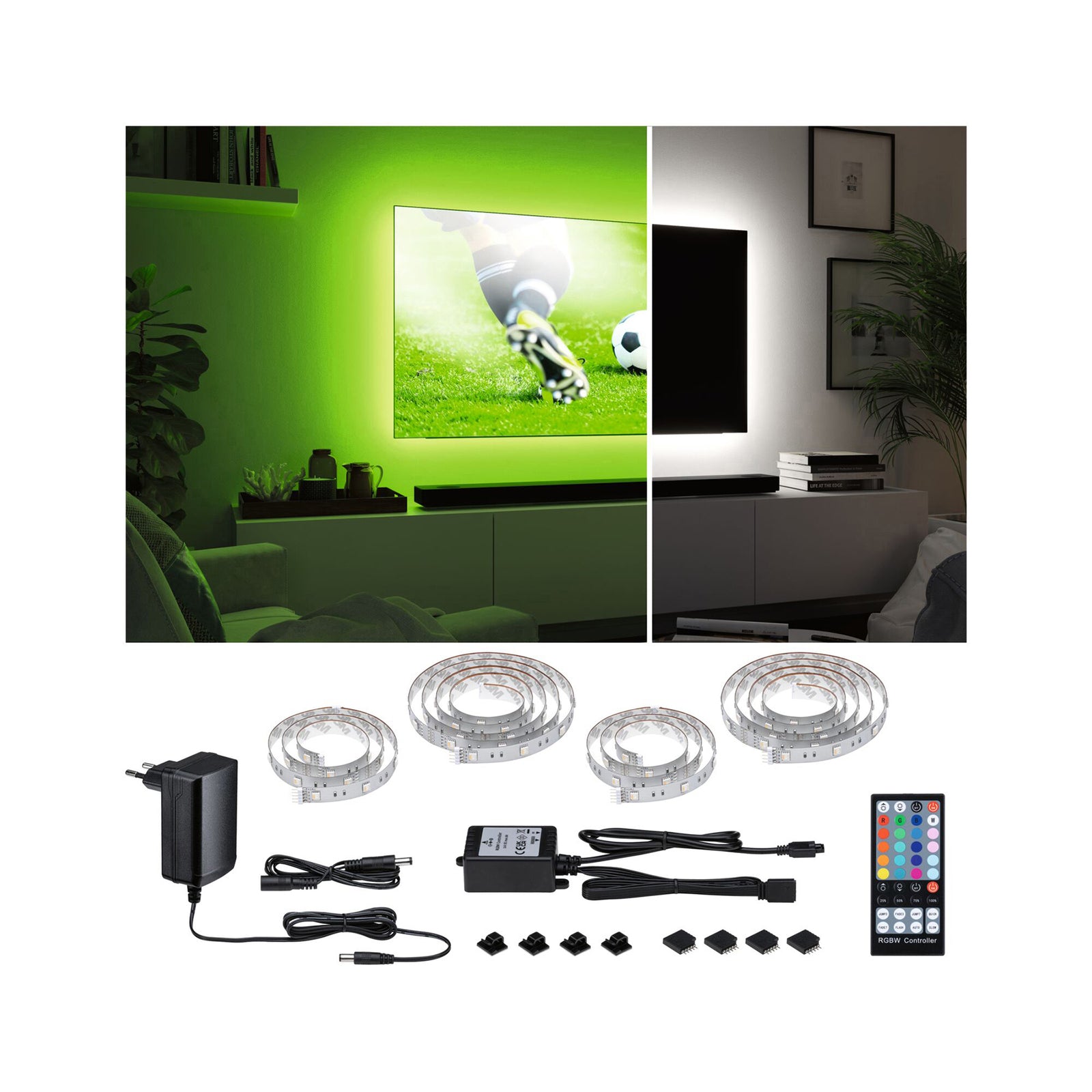 LED-stripe MaxLED 250 RGBW TV-sett bakside